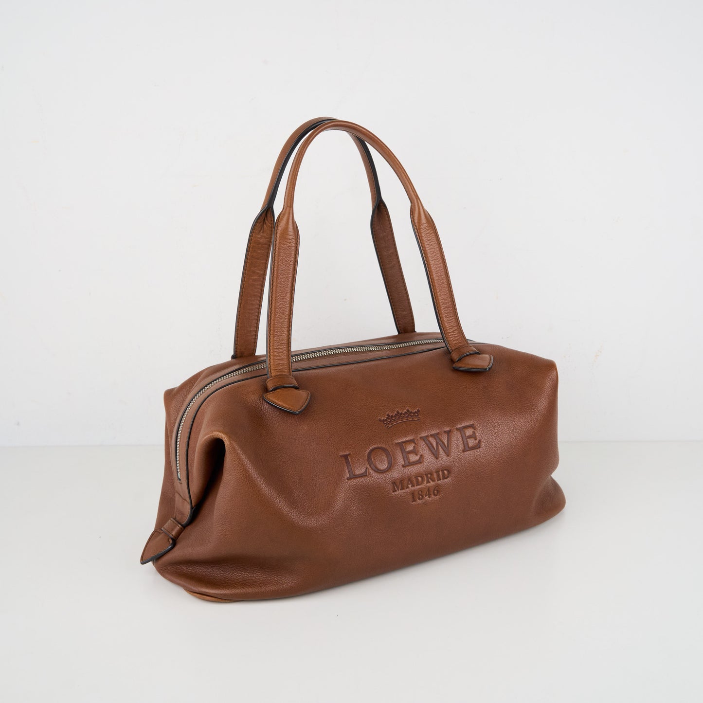 LOEWE| Brown Leather Boston Handbag Shoulder bag