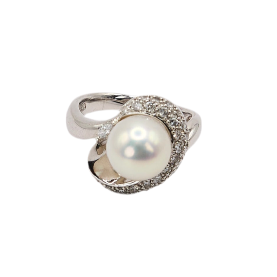 9.3mm Akoya Pearl Diamond Ring PT900 #15
