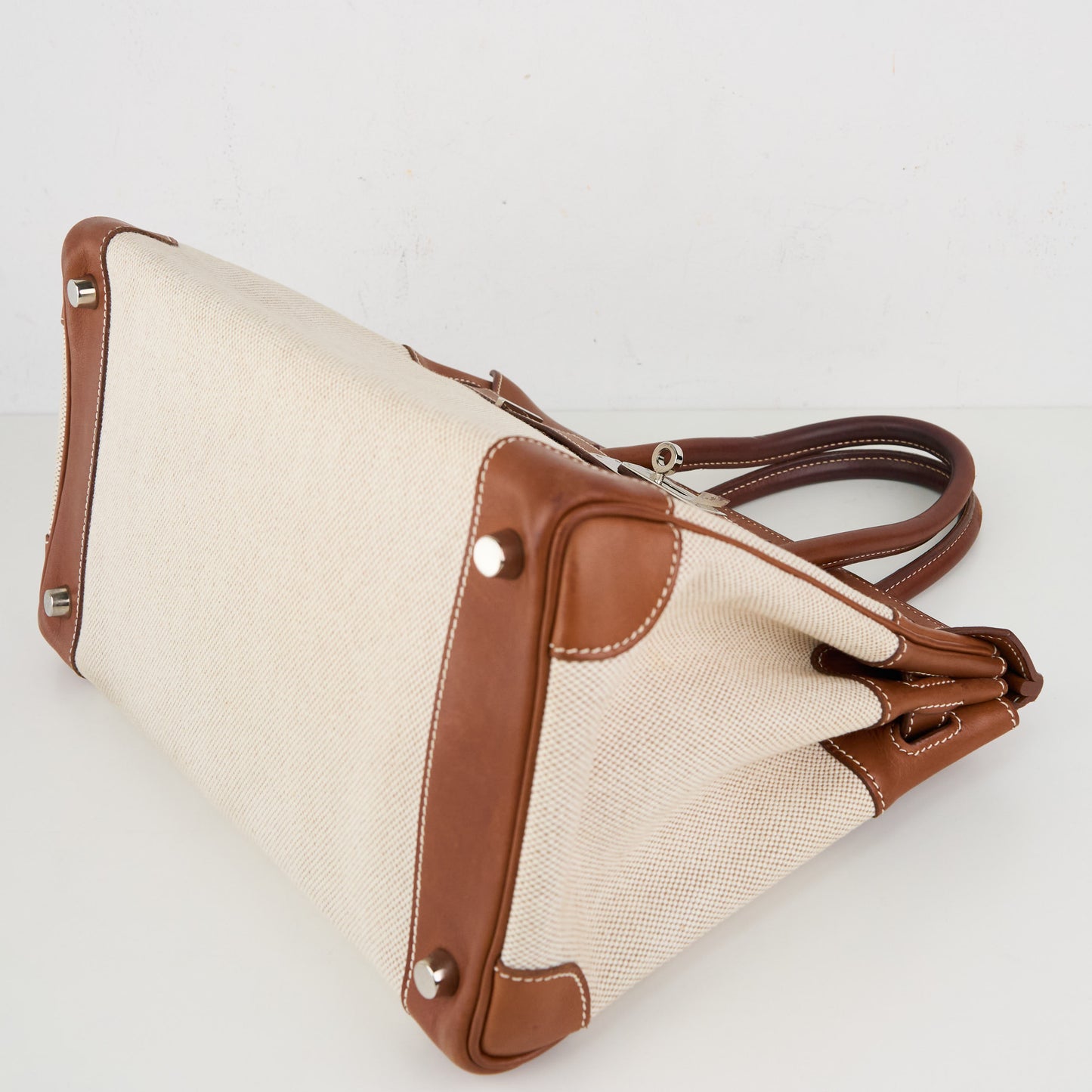 Hermes|Birkin 30 Handbag Barenia/Toile Faubourg Canvas 2003