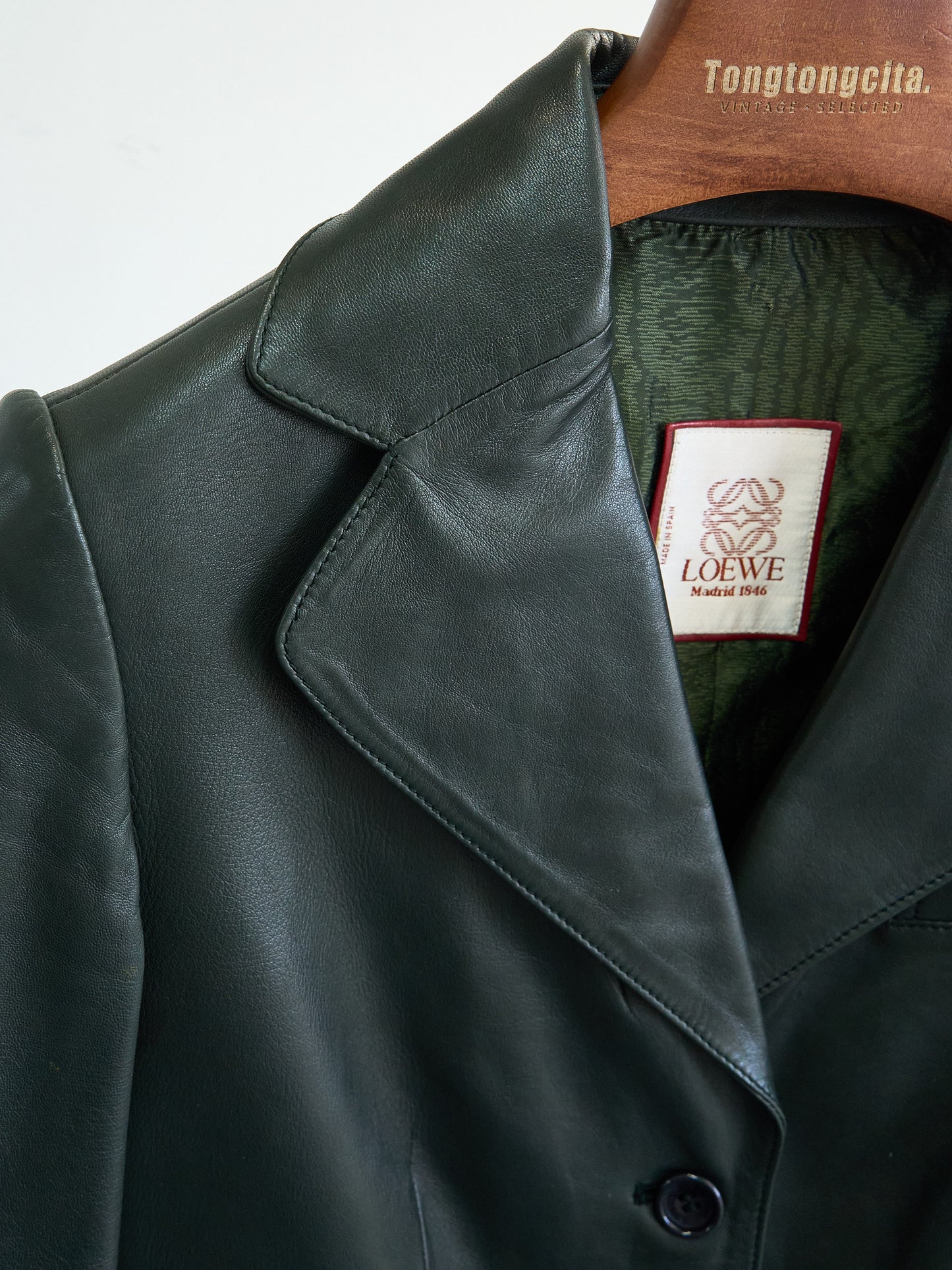 Loewe |Dark Green lamb skin Leather Blazer