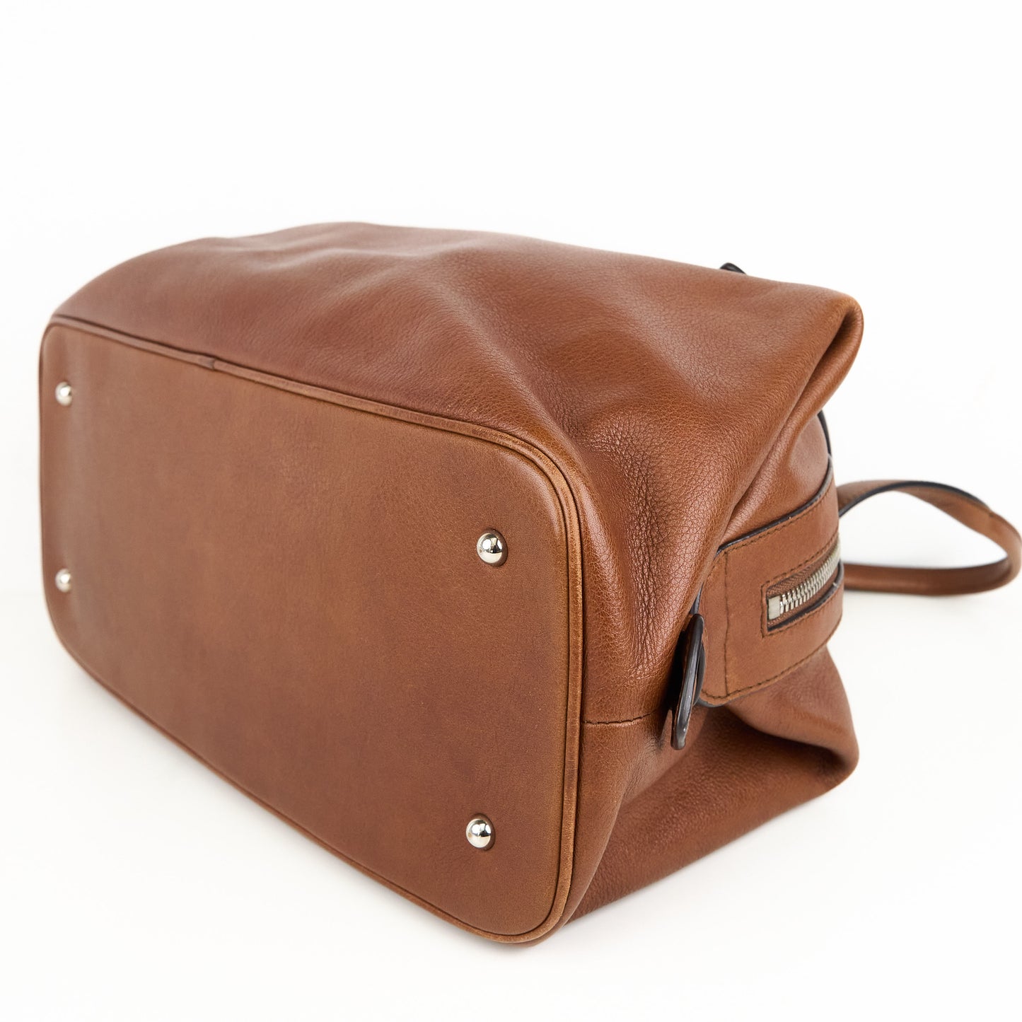 LOEWE| Brown Leather Boston Handbag Shoulder bag
