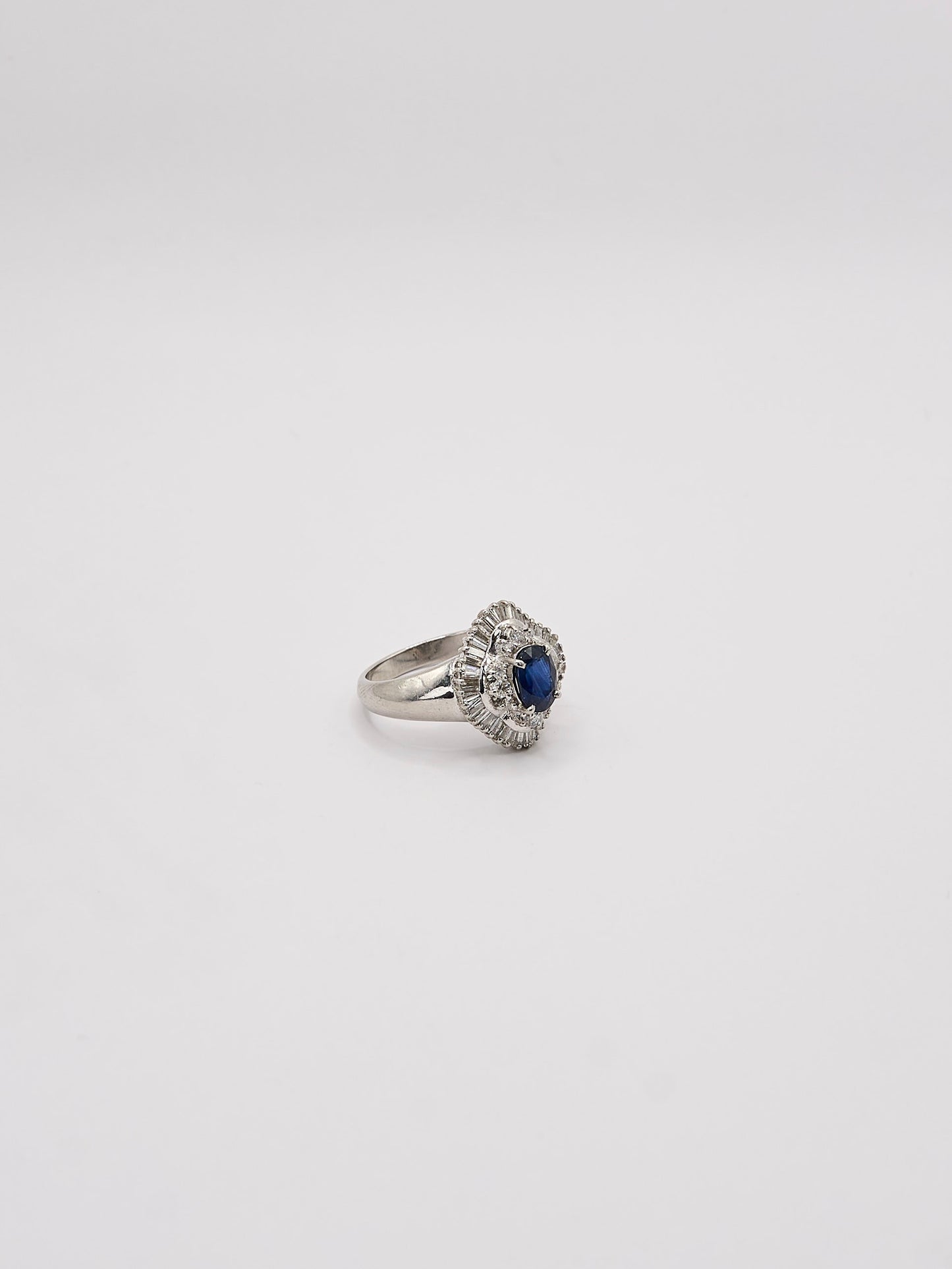 PT900 Blue Sapphire Diamond Ring #13