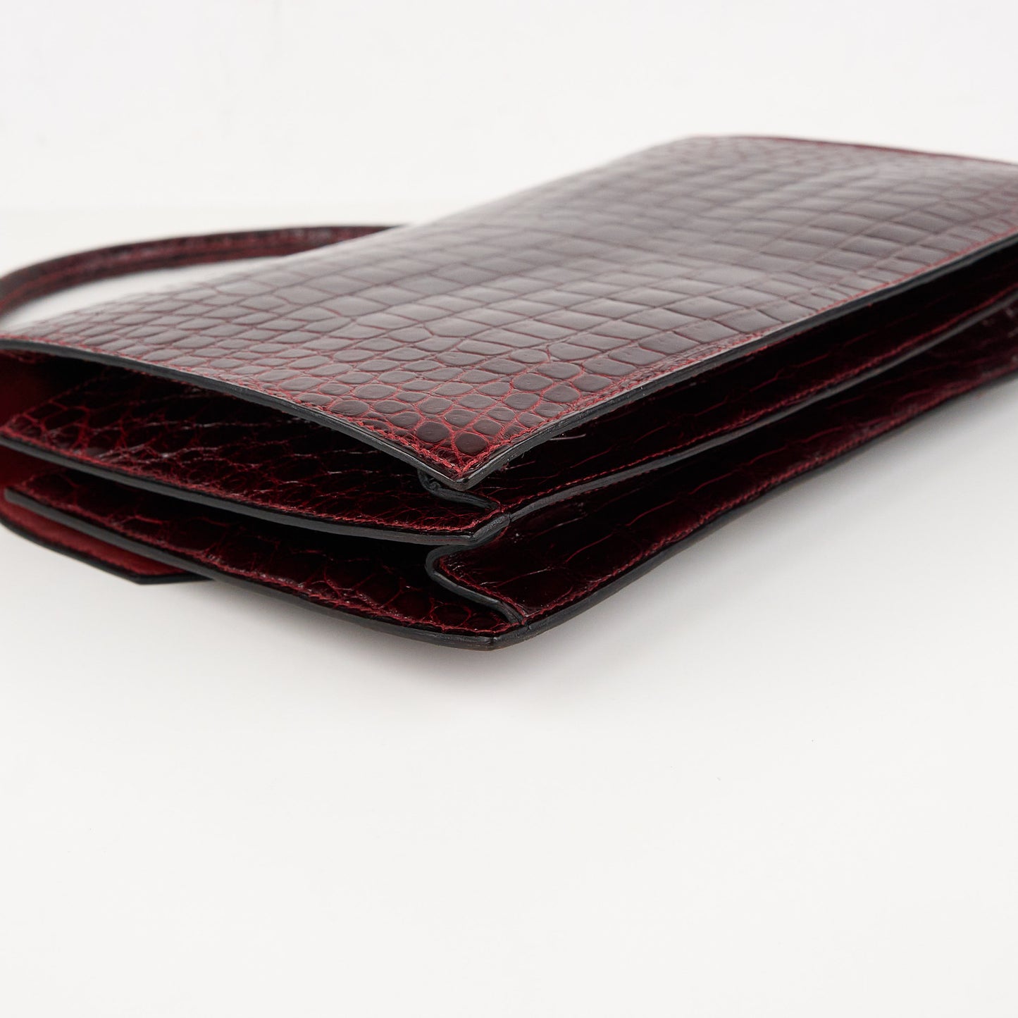 Hermes|Cordeliere Vintage Handbag Burgundy Crocodile 1982
