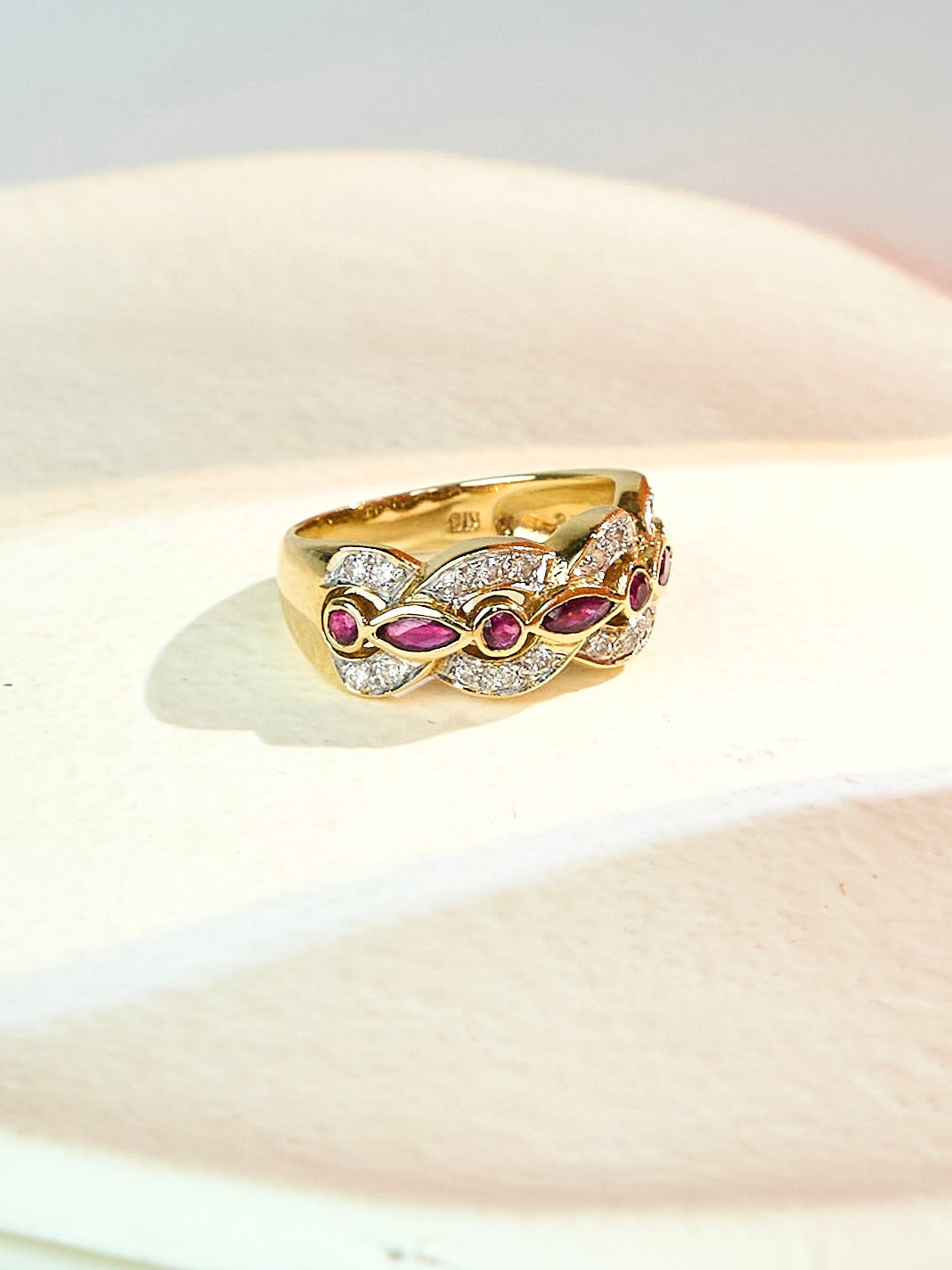 K18 Ruby Diamond Ring R0.38ct D0.38c #13