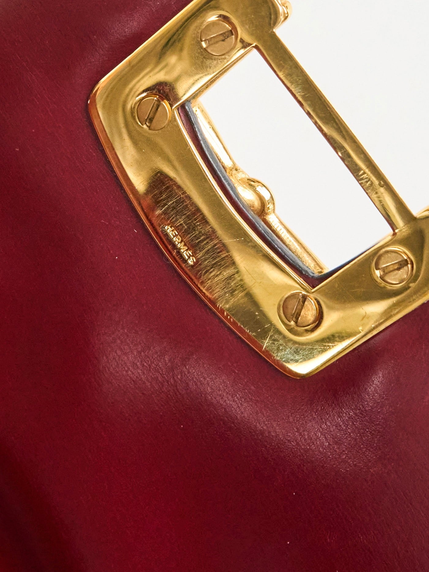 Hermes | sologne Vintage Shoulder Bag box calf burgundy 1981