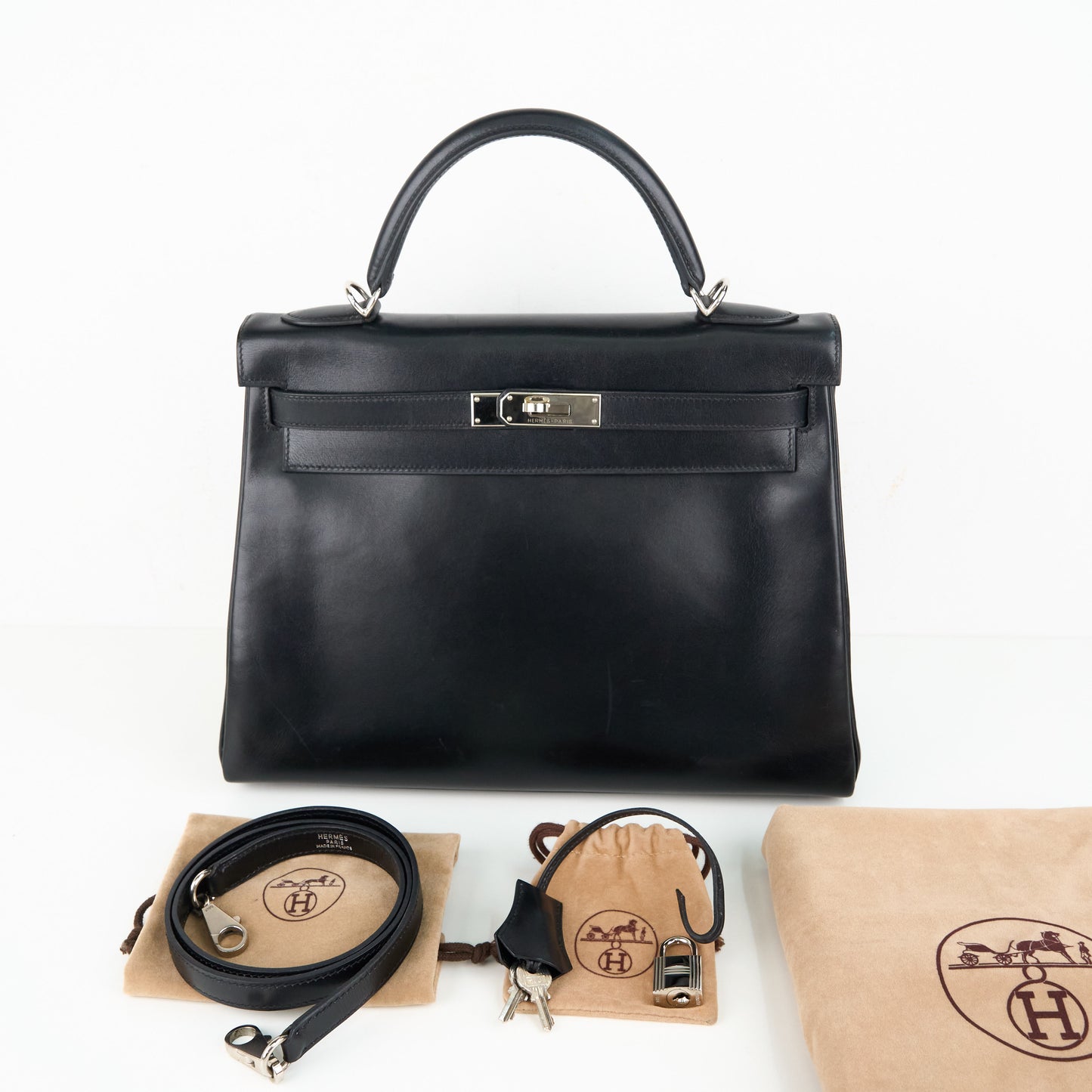Hermes| Kelly32 Handbag Box Calf Black 2001
