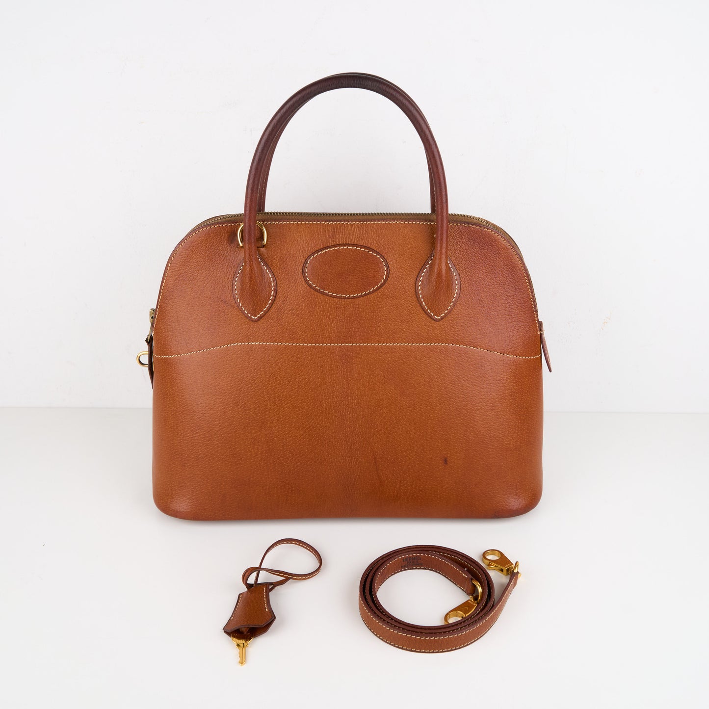 Hermes|Bolide 31 2-way Handbag Pig Skin Peau De Porc Toffee 2001