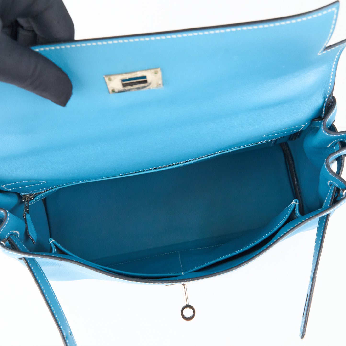 Hermes| Kelly 32 Handbag Blue Jean Swift 2005