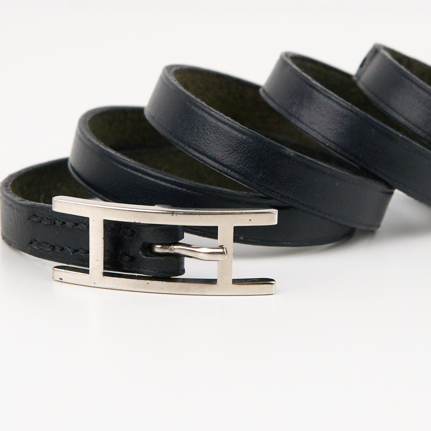 Hermes | Hapi Quad Tour Leather Bracelet Black Box Calf 2001