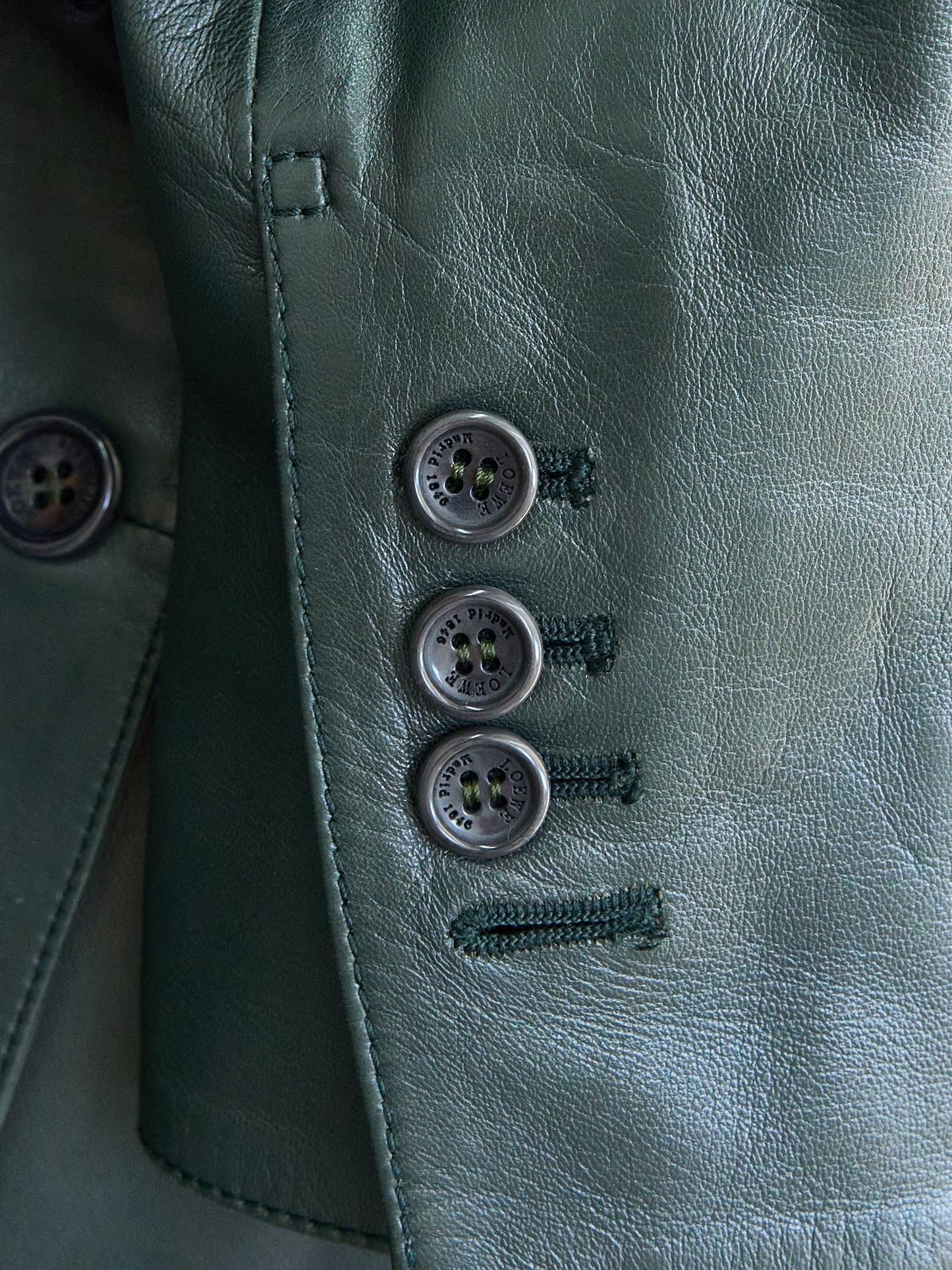 Loewe |Dark Green lamb skin Leather Blazer