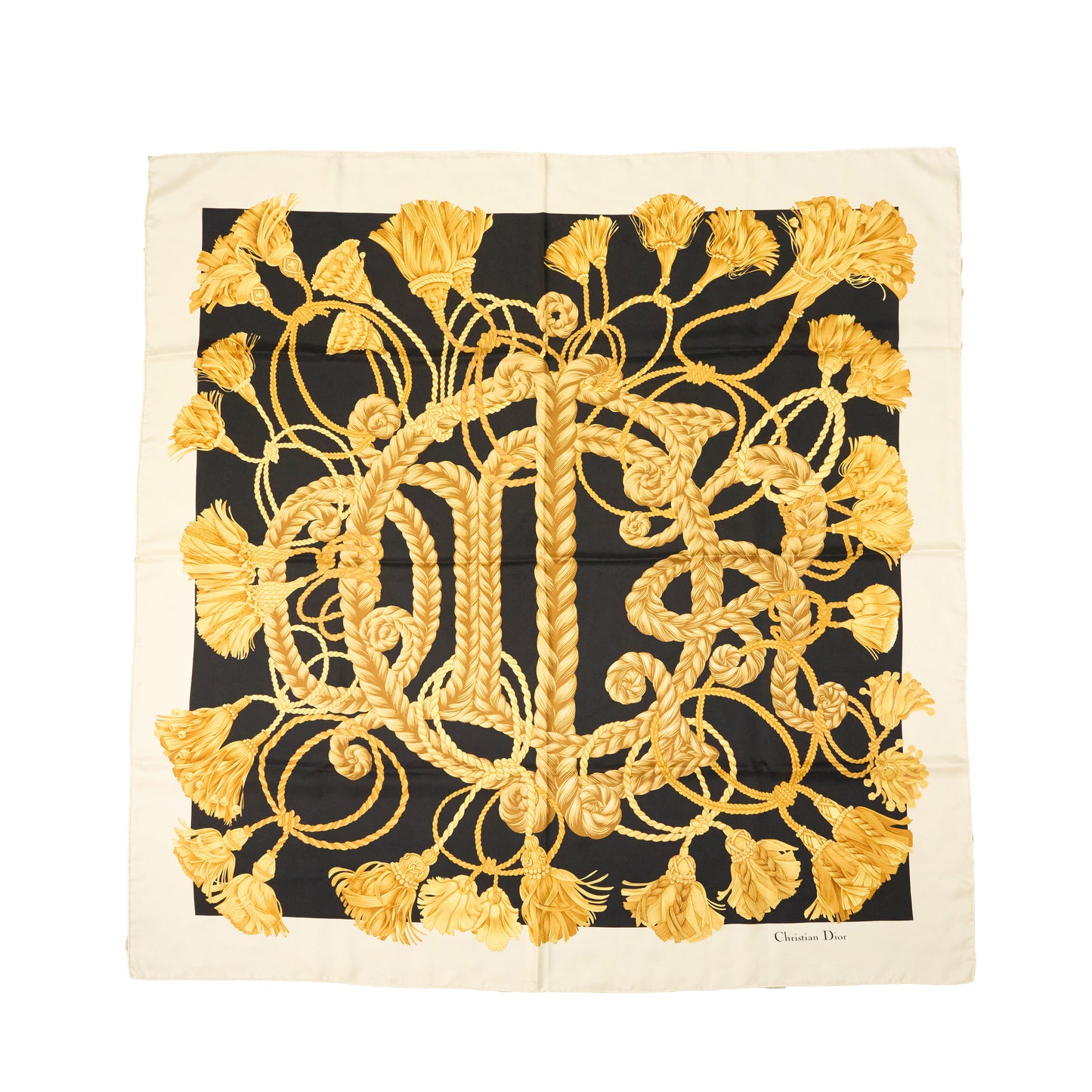 Christian Dior | Black Silk Logo Scarf
