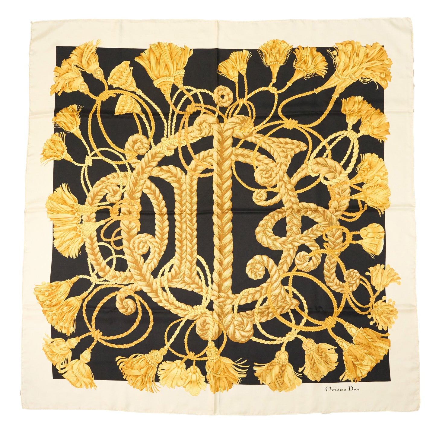 Christian Dior | Black Silk Logo Scarf