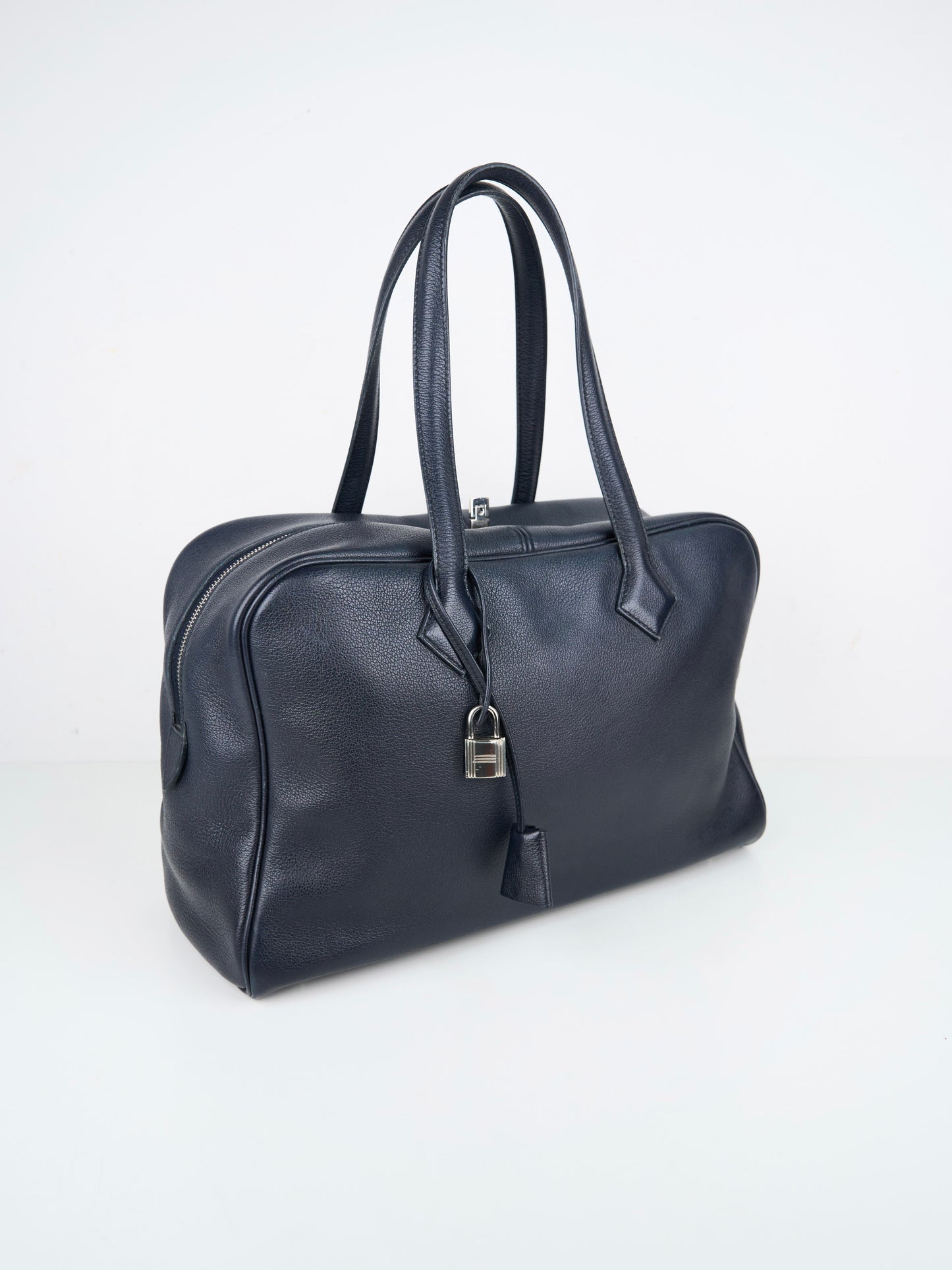 Hermes| Victoria 35 Handbag Taurillon Clemence Blue Indigo 2016