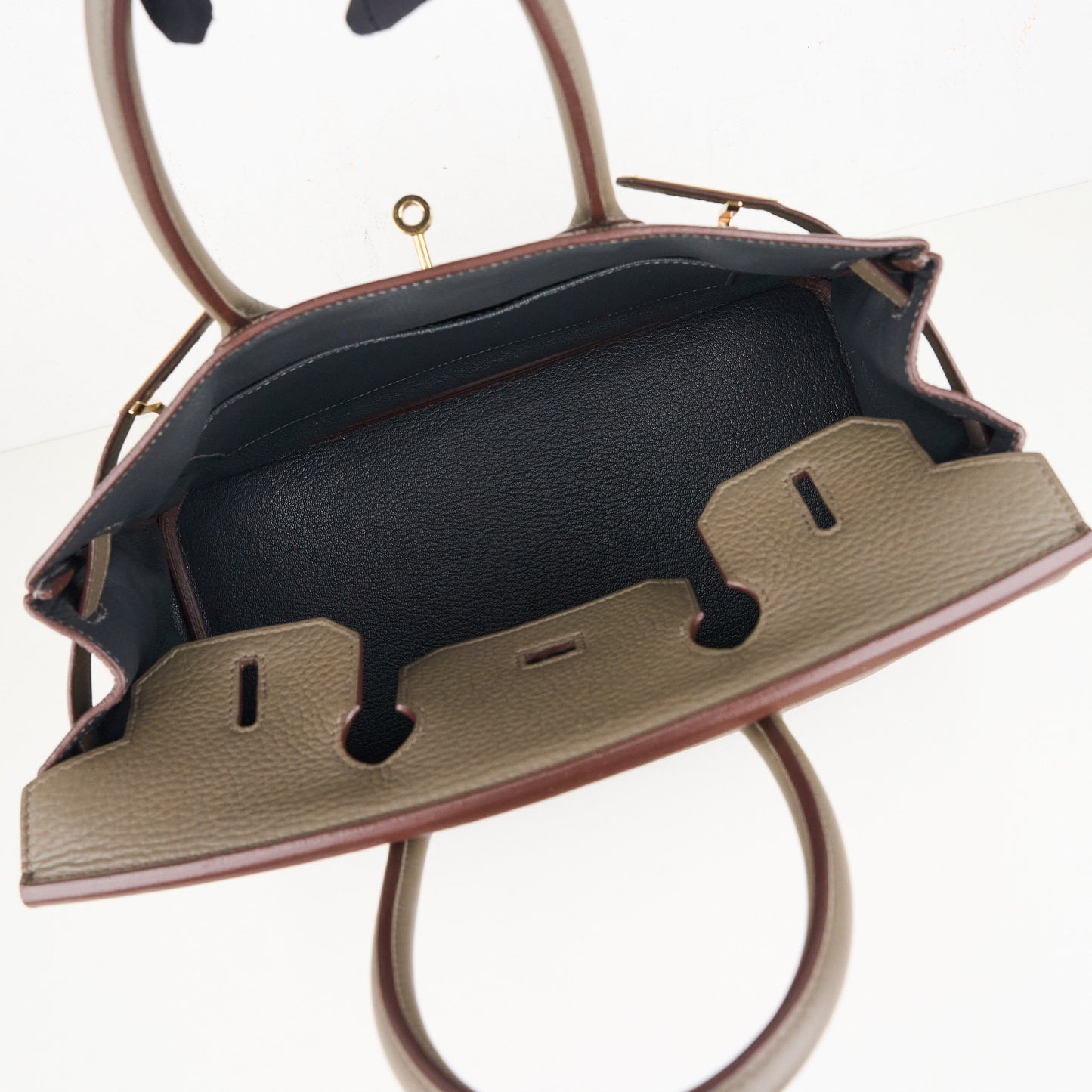 Hermes|Birkin 30 Club Togo/Lizard Etain/Graphite/Vert Olive 2011