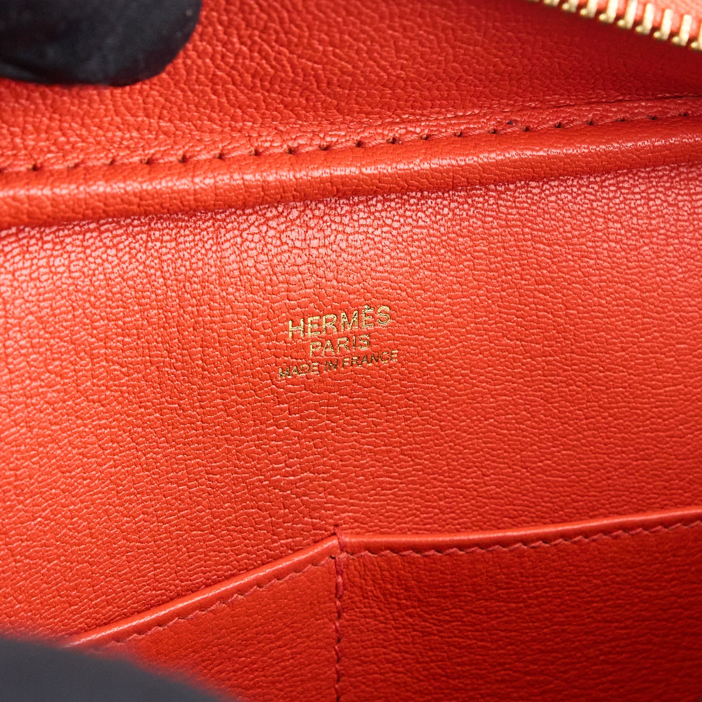 Hermes|Plume 28 Handbag Evergrain Black/Orange Poppy 2016