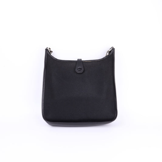 Hermes Evelyne PM in Black Box Calf Toile 2004 PHW