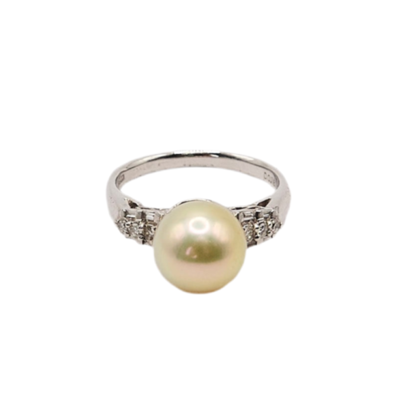 9.2mm Akoya Pearl Diamond Ring #11