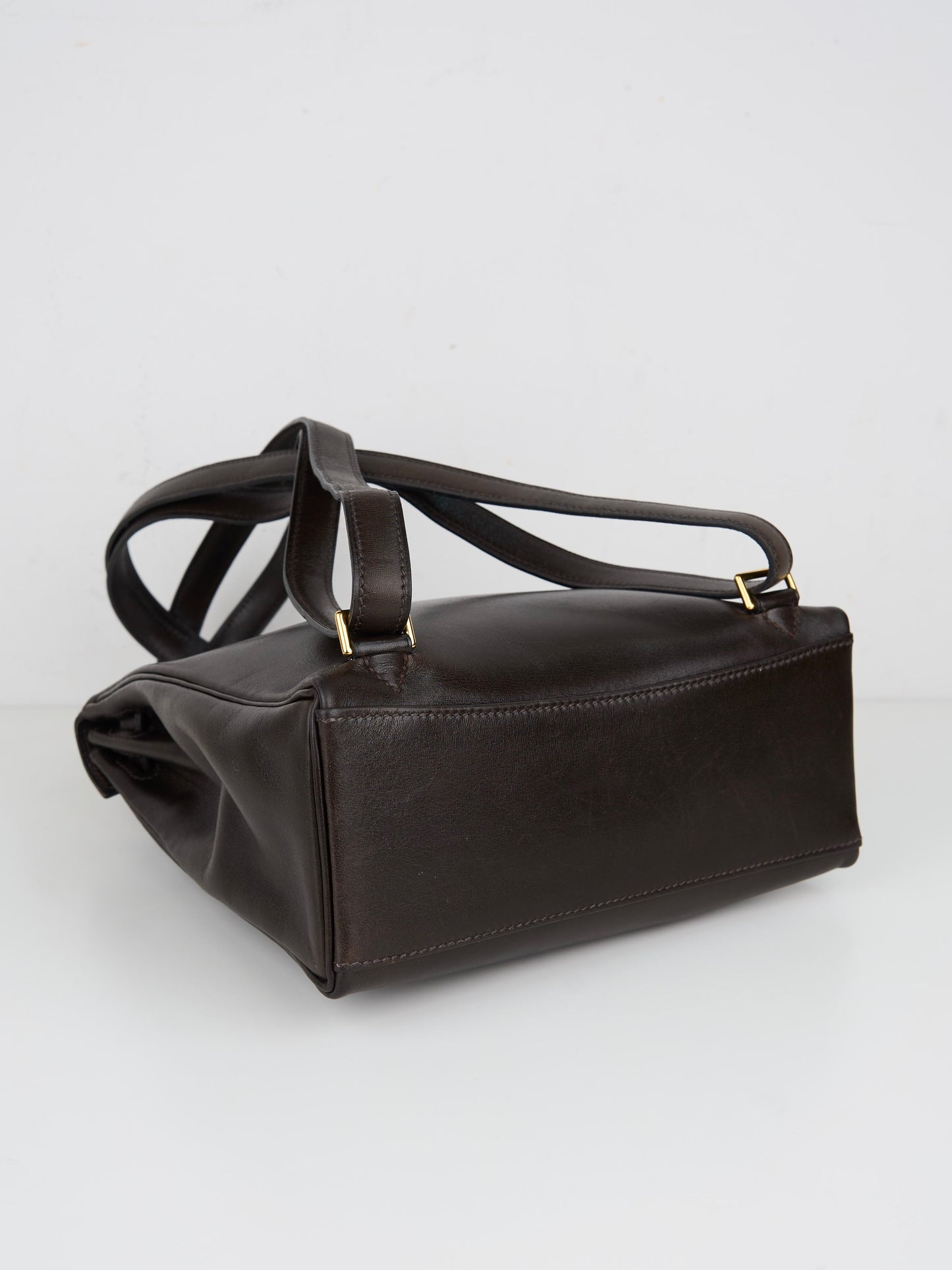 Hermes| Kelly Ado PM Backpack Chocolat Box Calf 1998