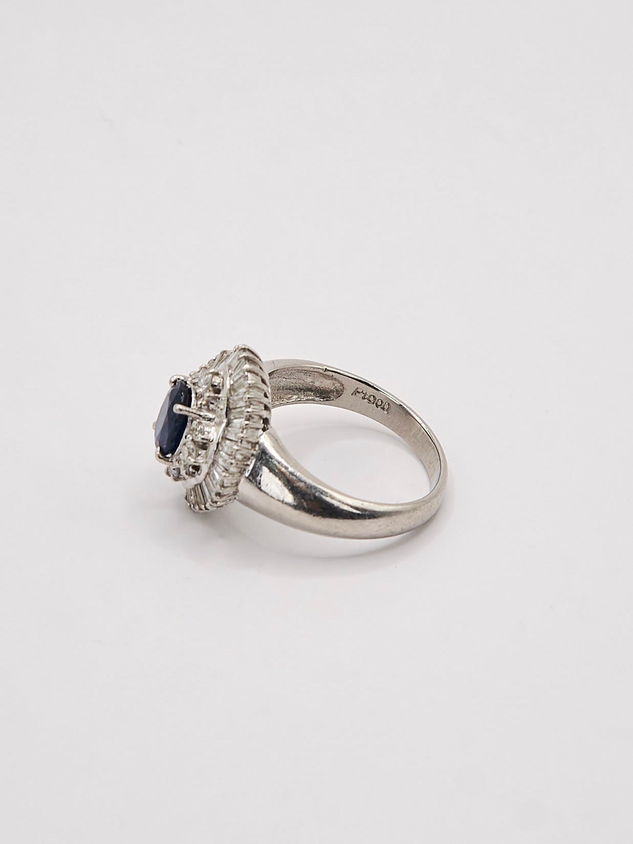PT900 Blue Sapphire Diamond Ring #13
