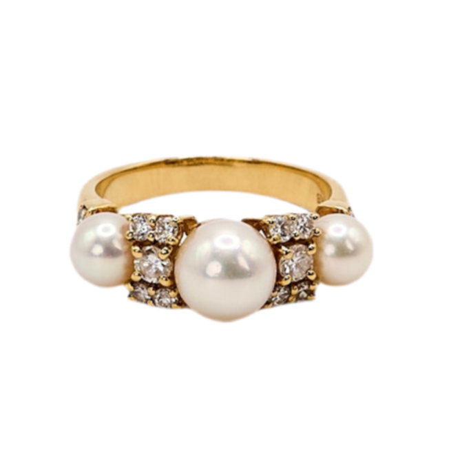 K18 Akoya Pearl Diamond Ring #11