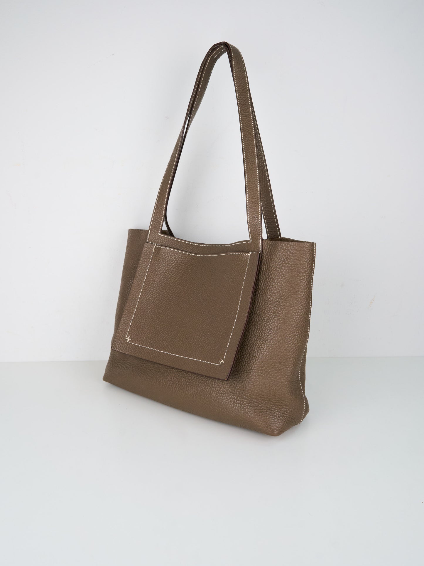 Hermes|cabasellier 31 Tote Shoulder Bag Etoupe Taurillon Clemence 2021