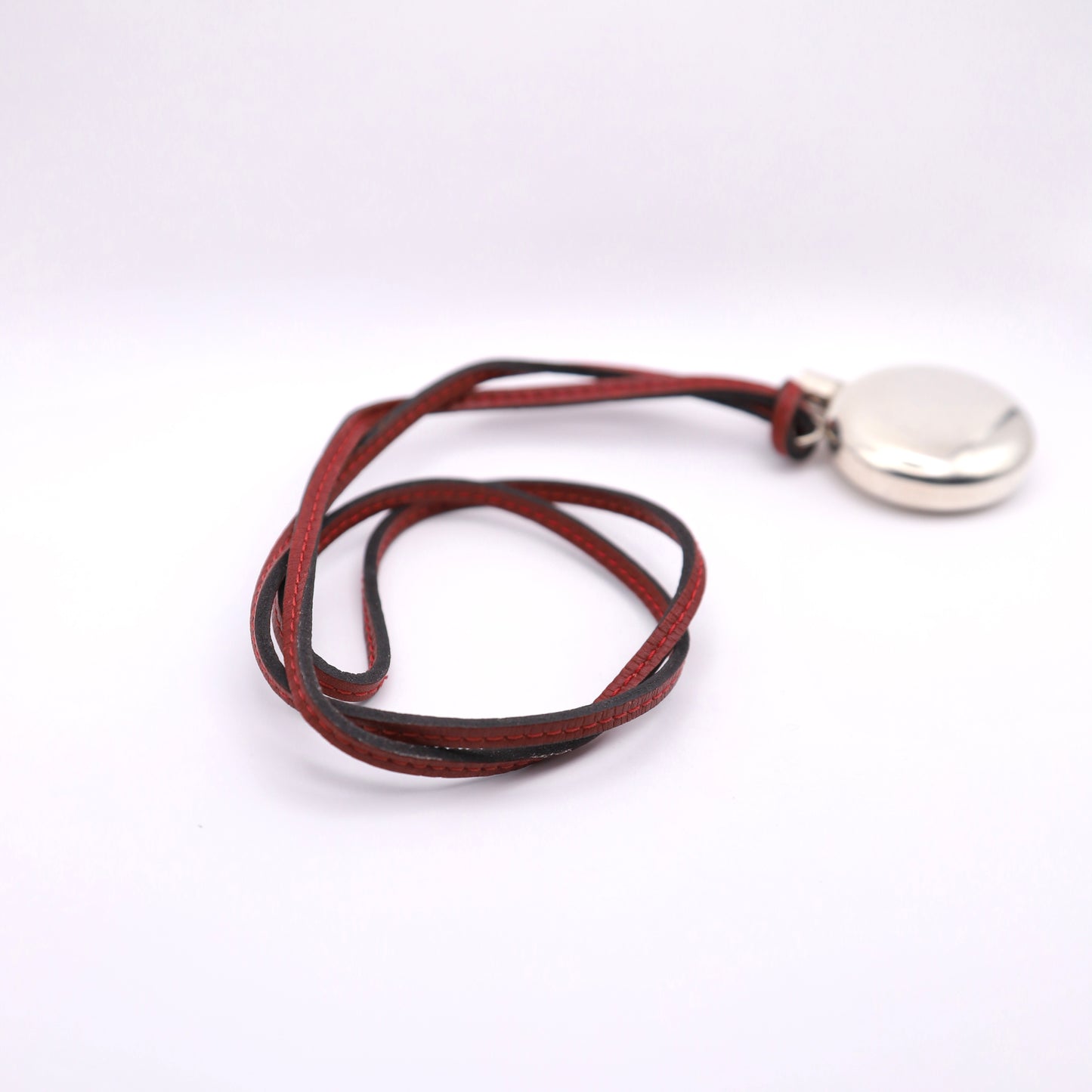 Hermes 2004 Limited Sterling Silver Perfume Bottle Pendant Necklace,leather