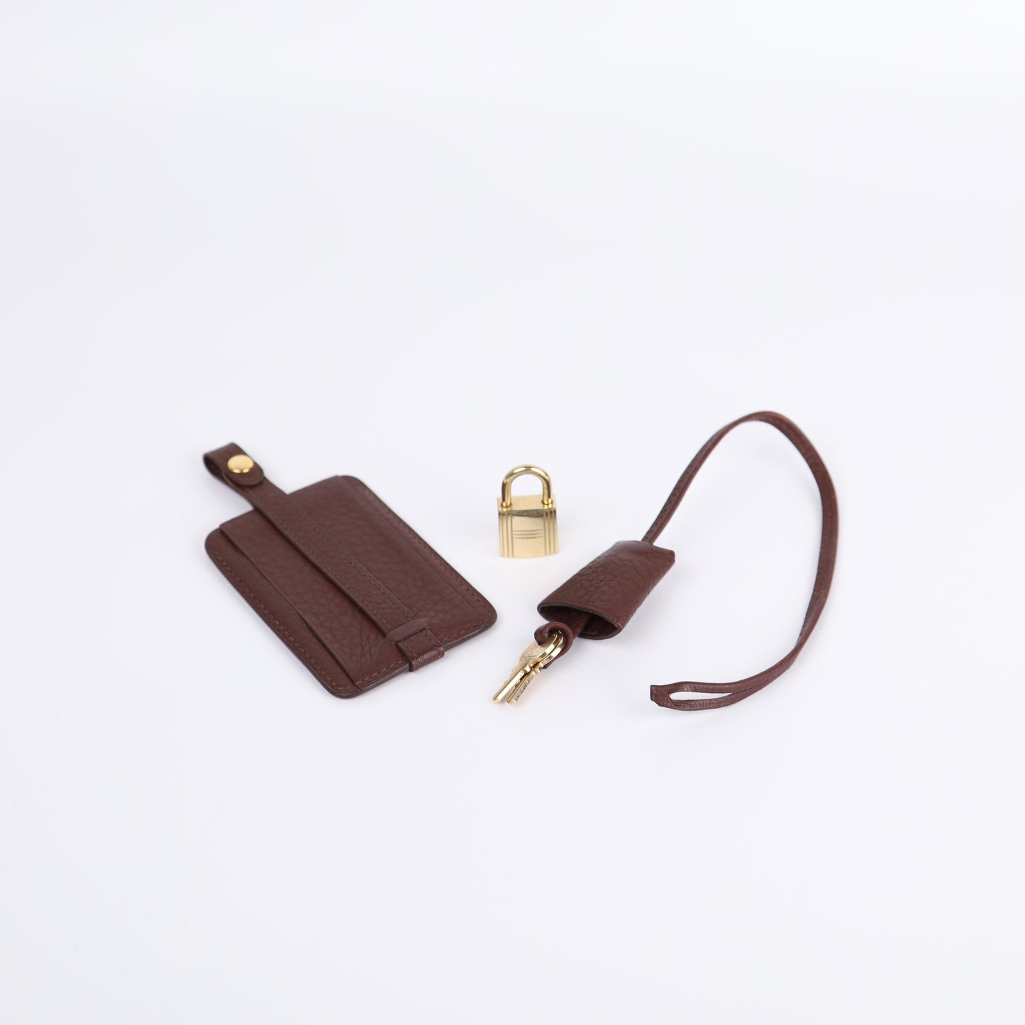 Hermes Victoria 43 Handbag in Togo/Canvas Chocolat, Name tag, Padlock , Key, Clochette