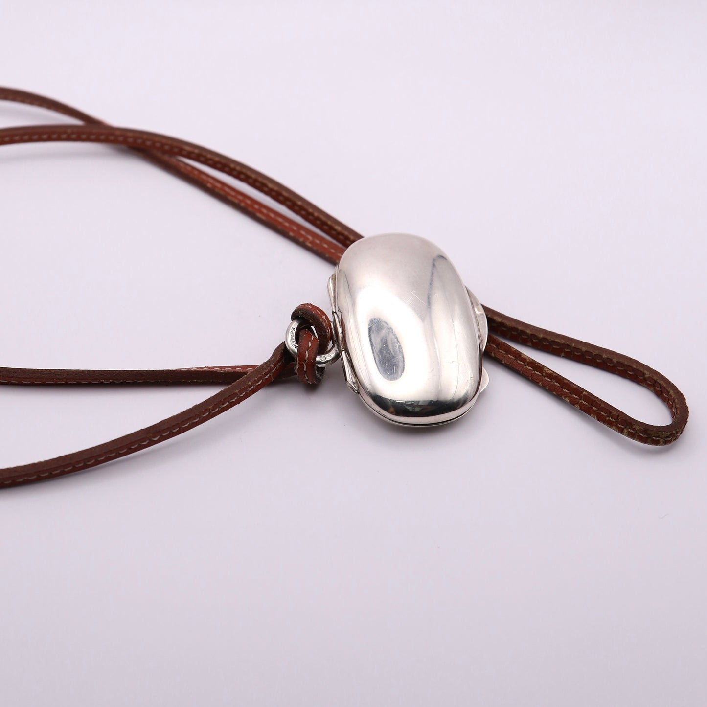 Hermes Silver 925 Pill Case Necklace,logo
