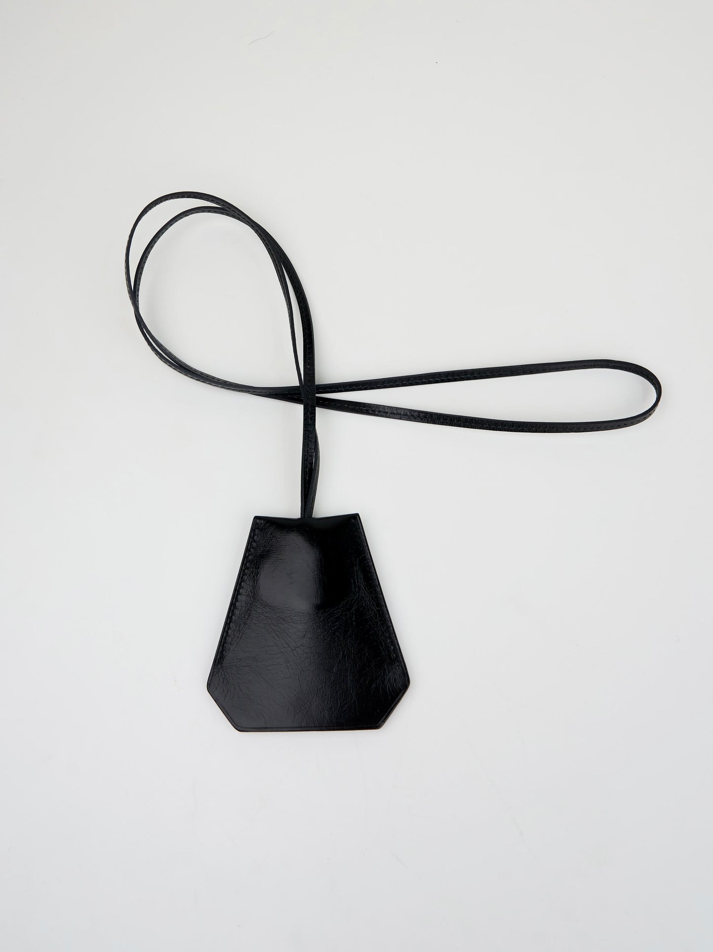 Hermes |Black Clochette Box Calf Necklace 1999