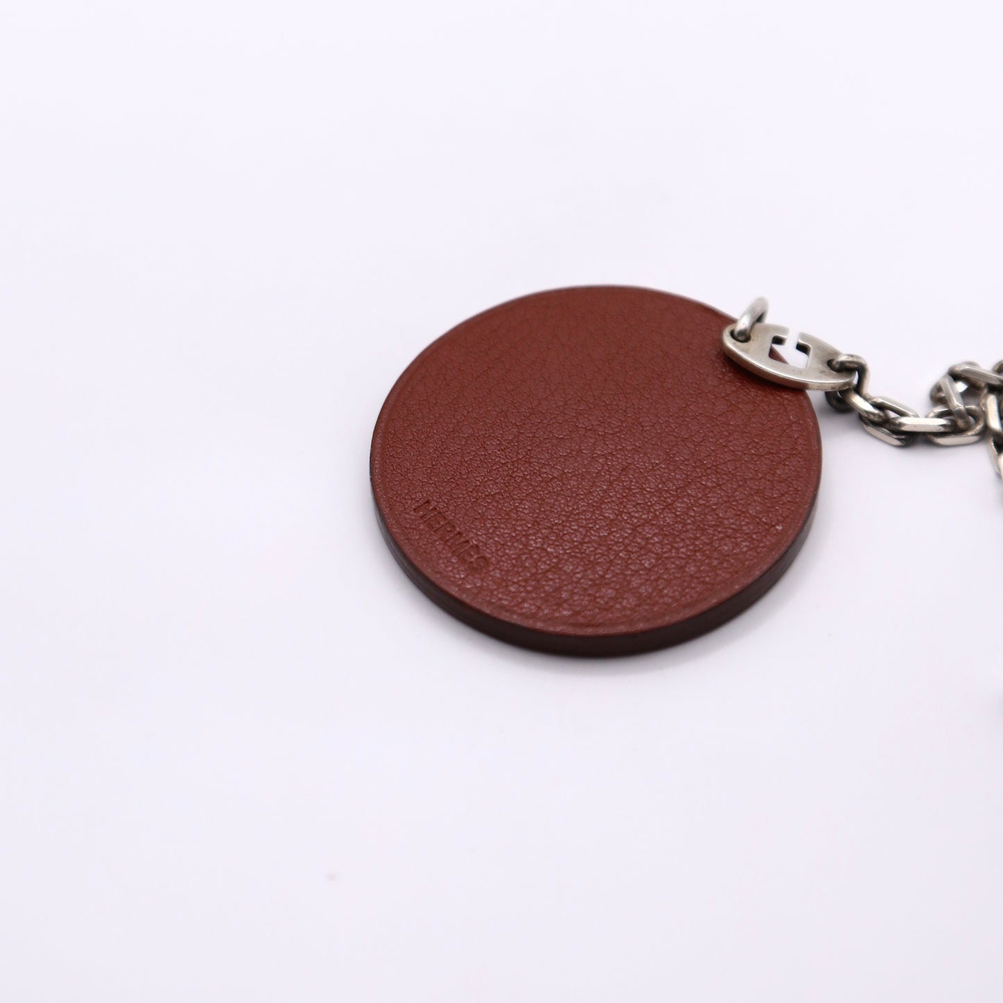 Hermes S925 Chain Bag Charm Dog in Chevre Rouge H, logo