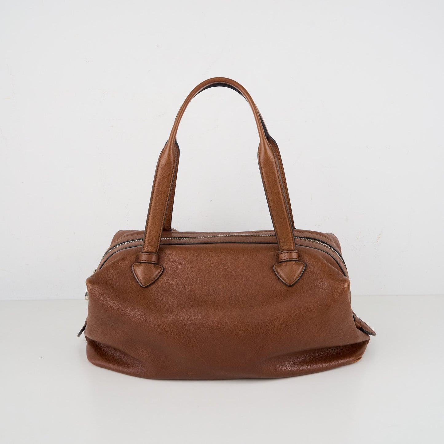 LOEWE| Brown Leather Boston Handbag Shoulder bag