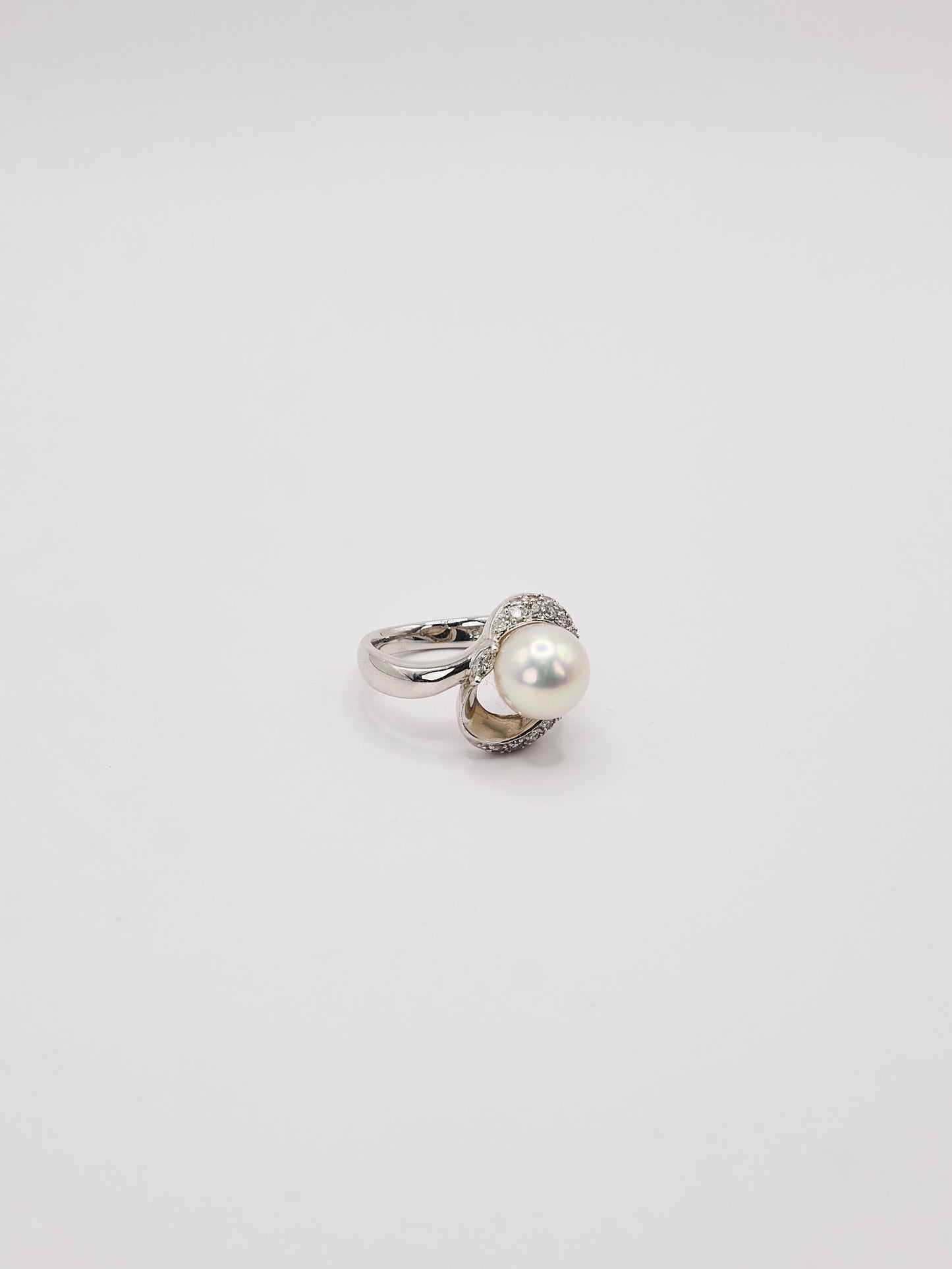9.3mm Akoya Pearl Diamond Ring PT900 #15