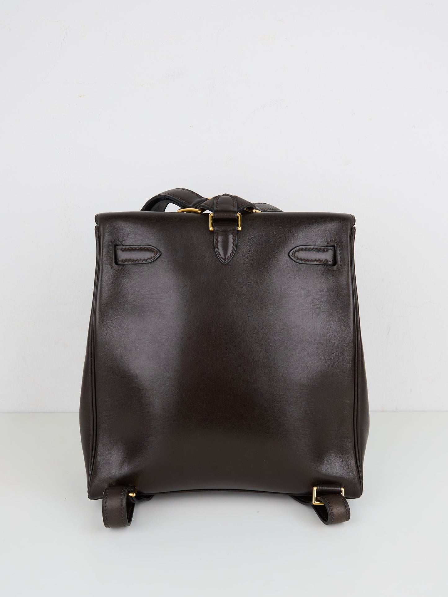 Hermes| Kelly Ado PM Backpack Chocolat Box Calf 1998