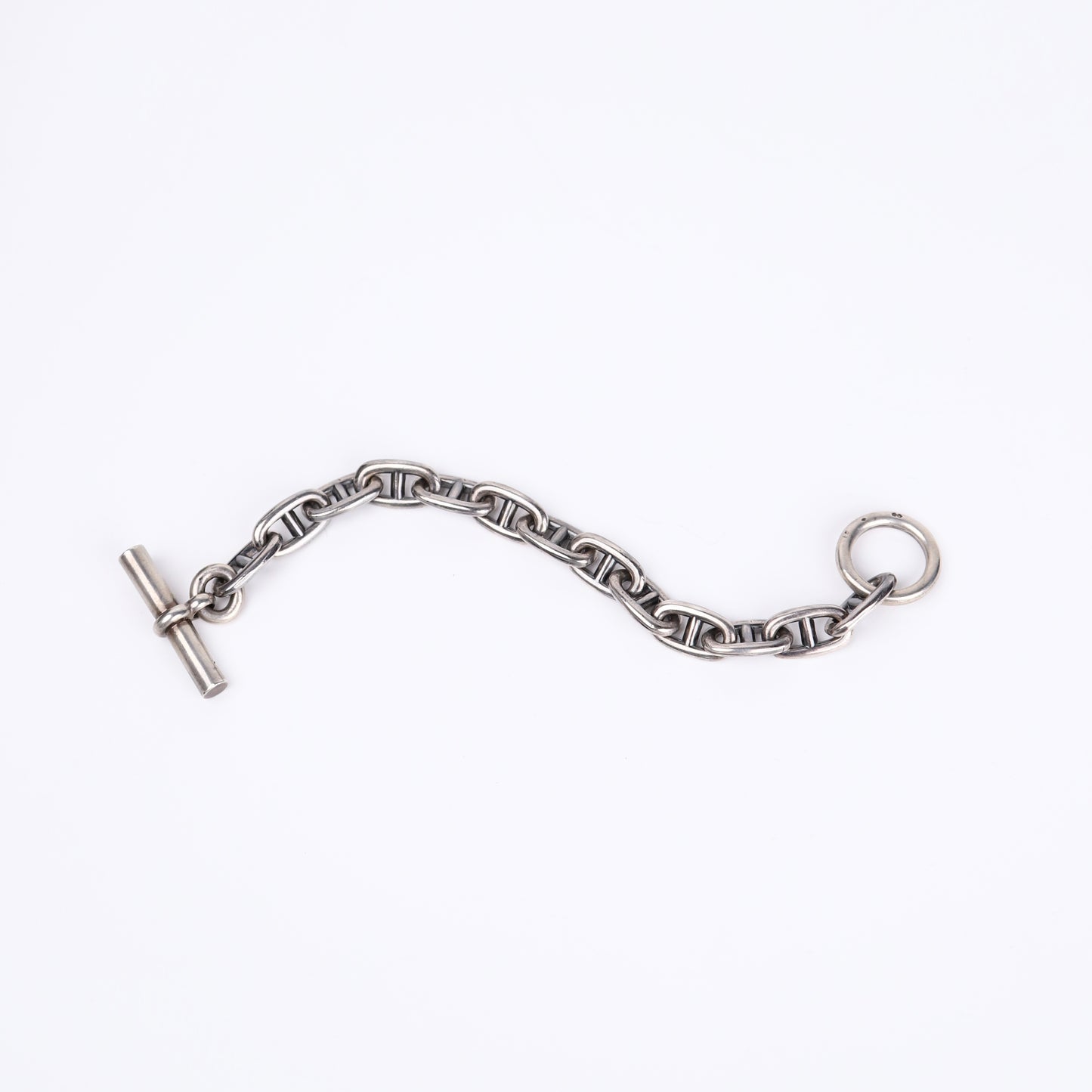 Hermes Sterling Silver Chaine d'Ancre Bag in Box Calf Ebene 1972,chain