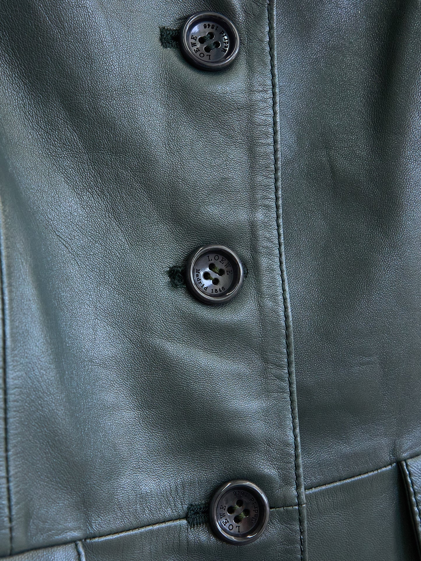 Loewe |Dark Green lamb skin Leather Blazer