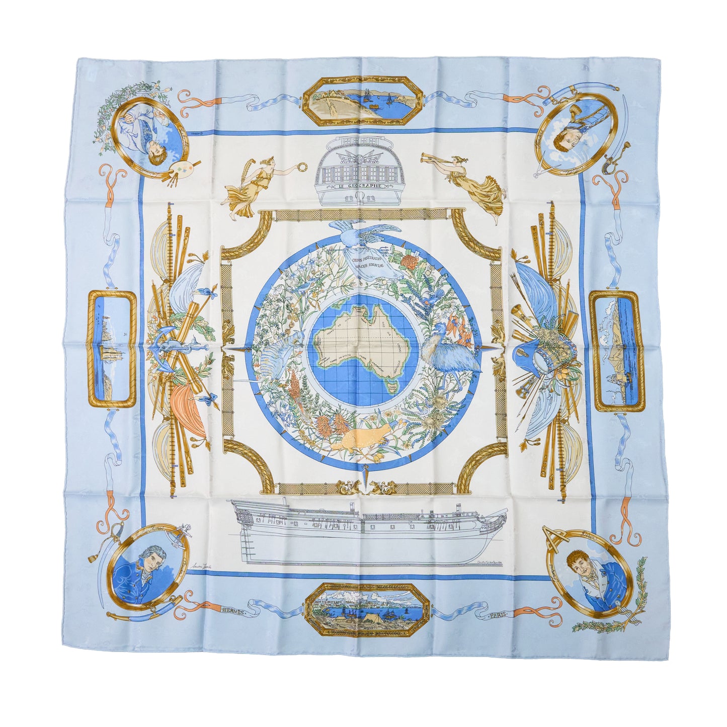 Hermes | 100% Silk Scarf Carre 90 Le Geographe