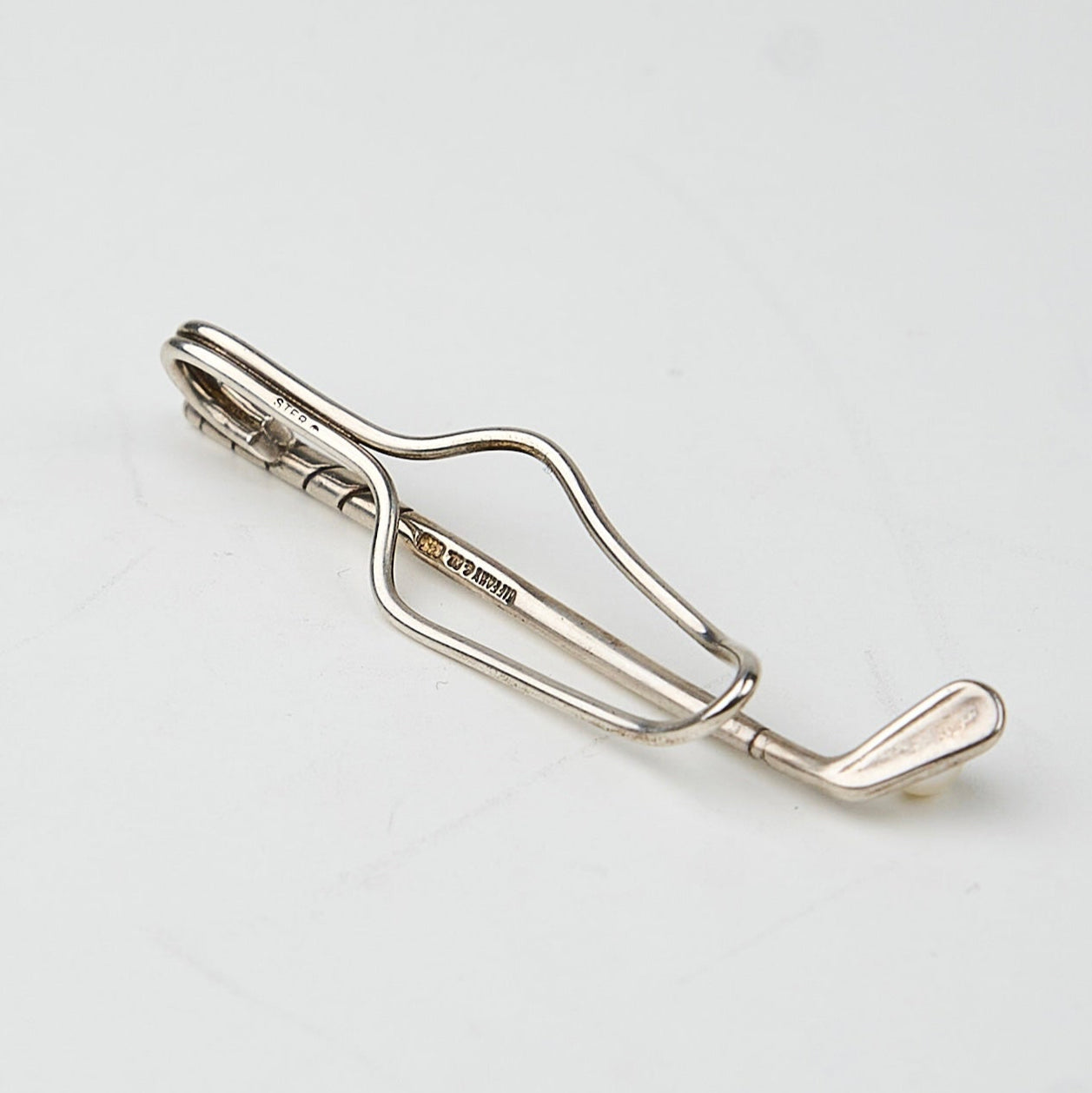 Tiffany&co| Necktie Pin Tie Clip Golf Motif Pearl Silver S925
