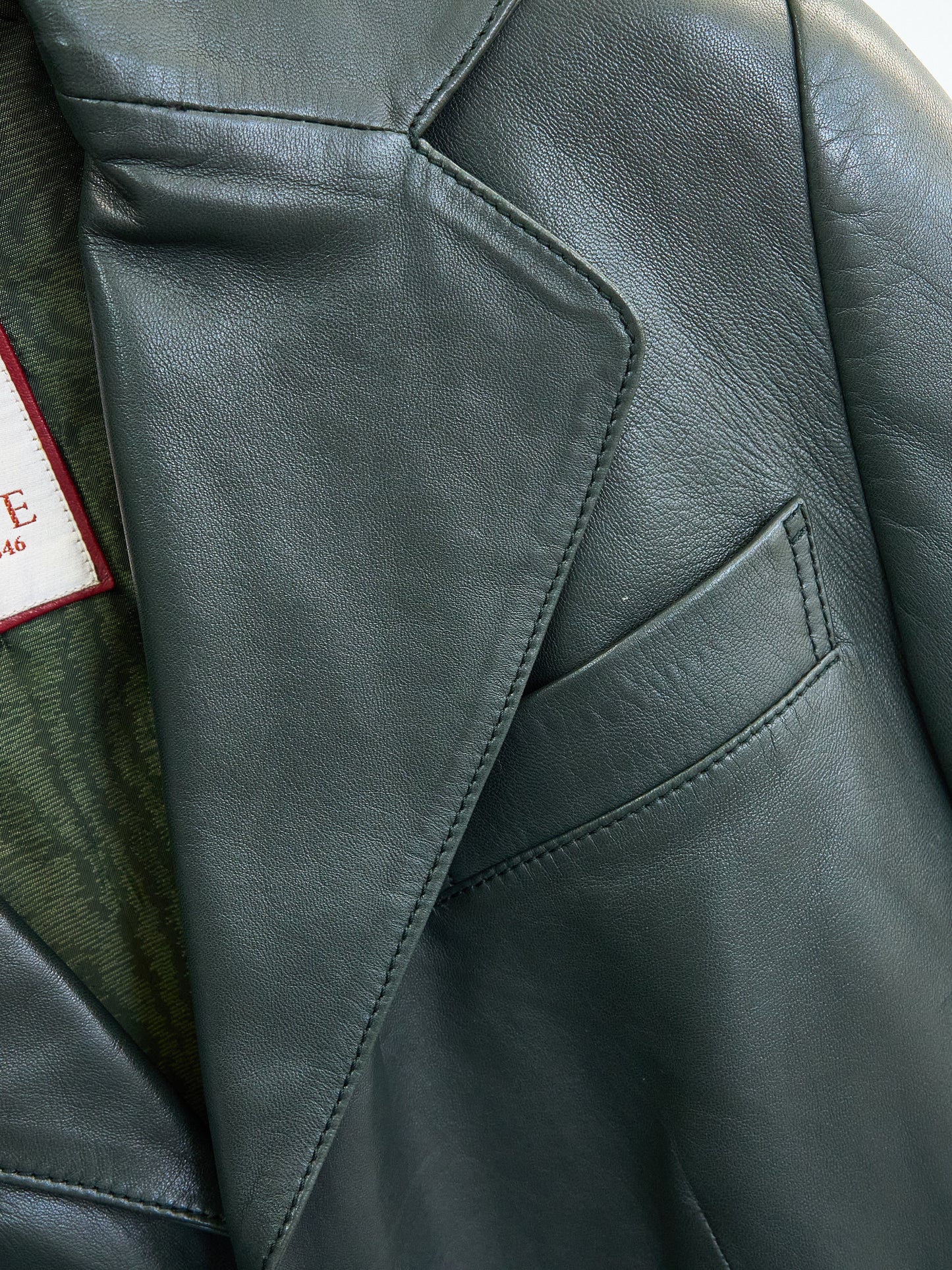 Loewe |Dark Green lamb skin Leather Blazer
