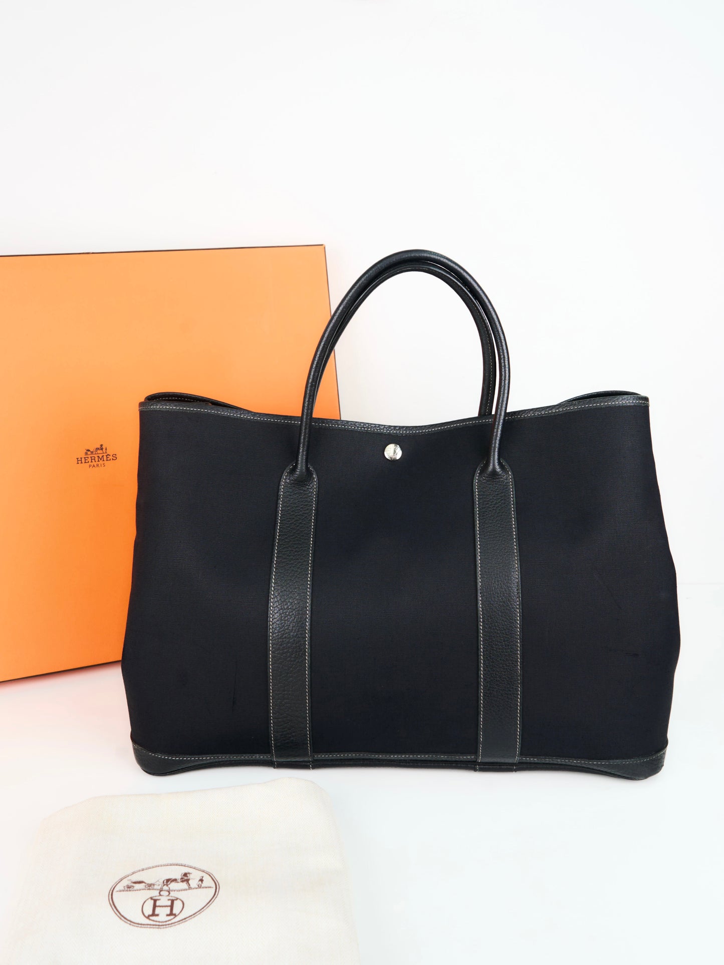 Hermes|Garden party MM Canvas BlacK 2006