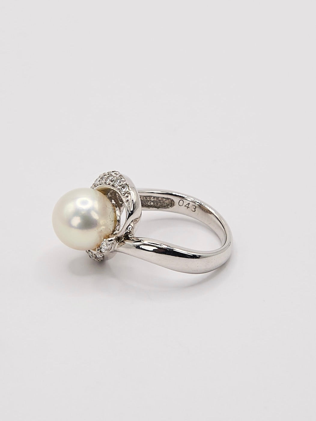 9.3mm Akoya Pearl Diamond Ring PT900 #15