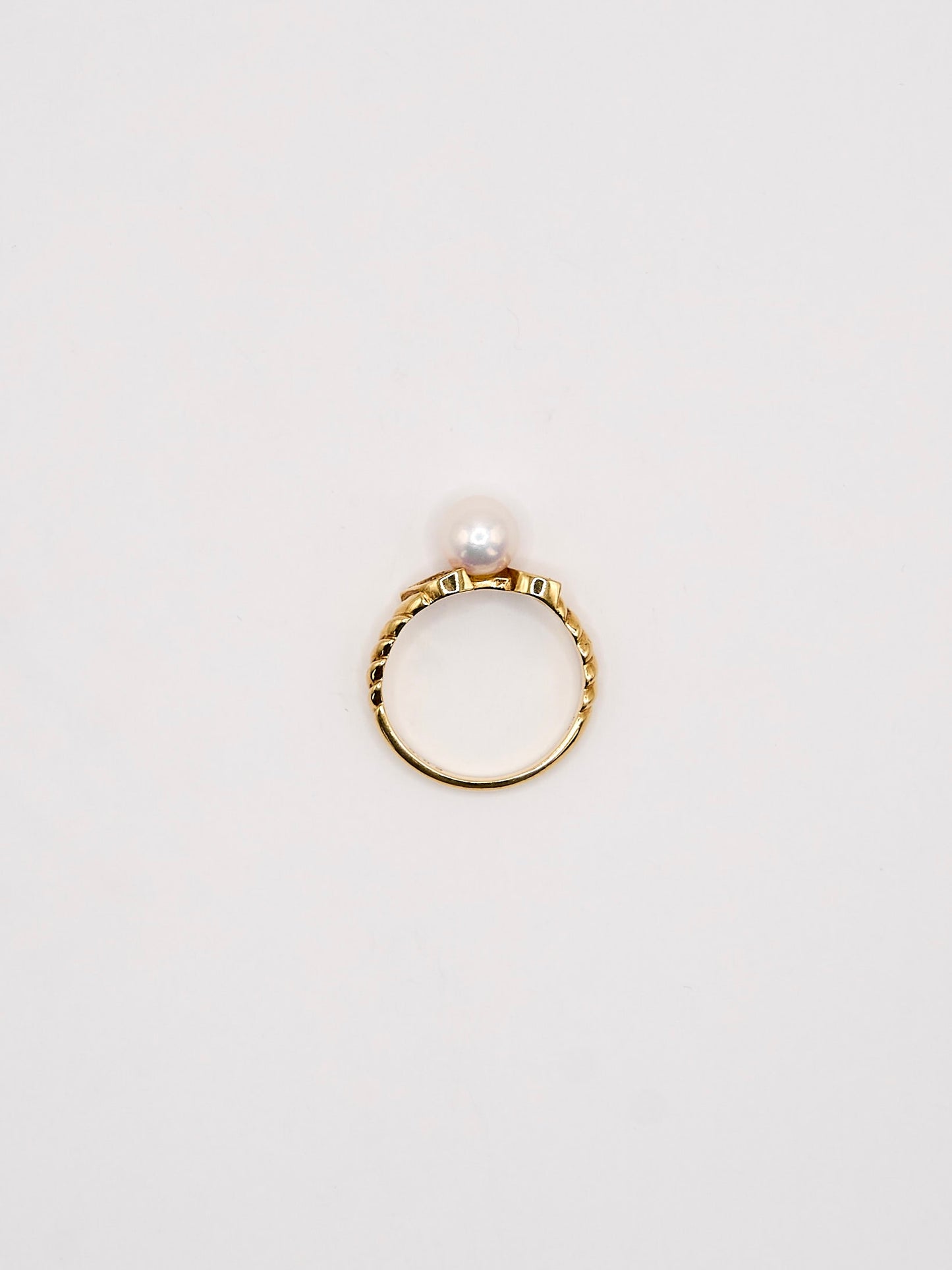 K18 6.8mm Akoya Pearl Diamond Ring #11