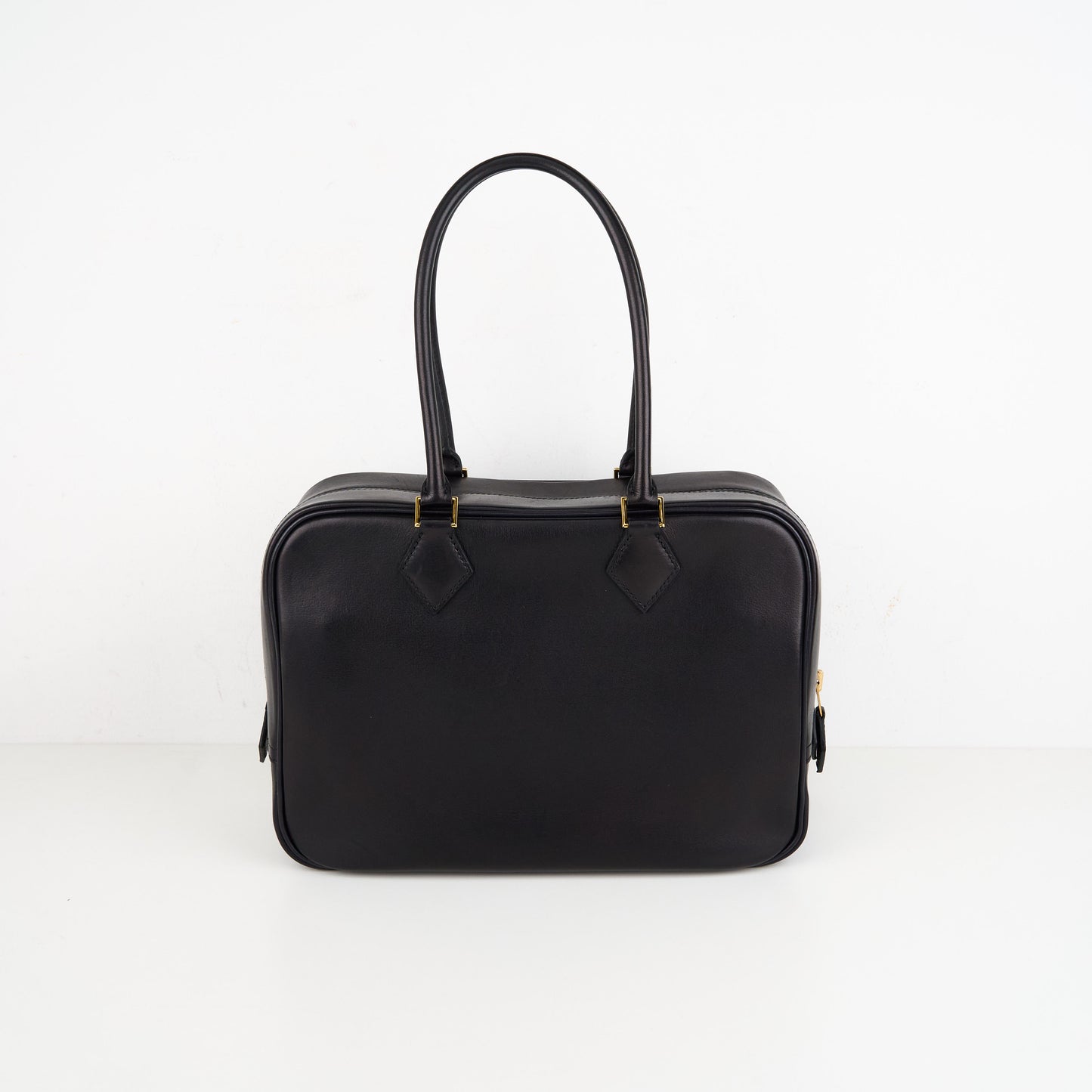 Hermes|Plume 28 Handbag Evergrain Black/Orange Poppy 2016