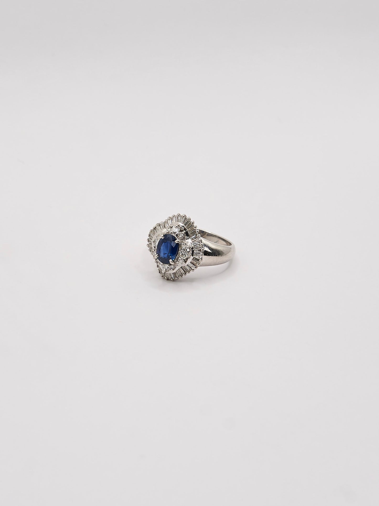 PT900 Blue Sapphire Diamond Ring #13