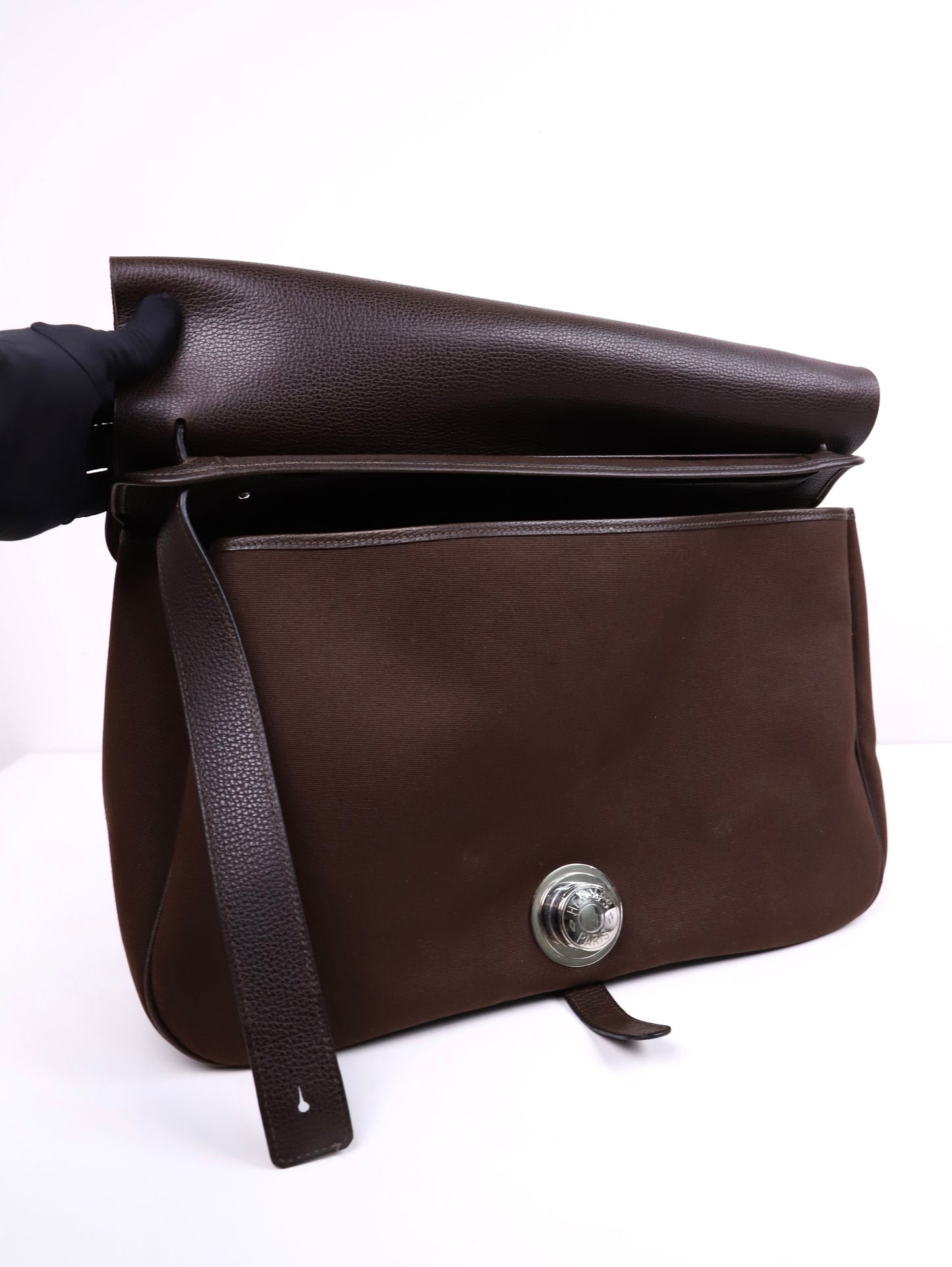 Hermes|Sac Colorado 单肩包 乌木色帆布拼皮 口I 2005