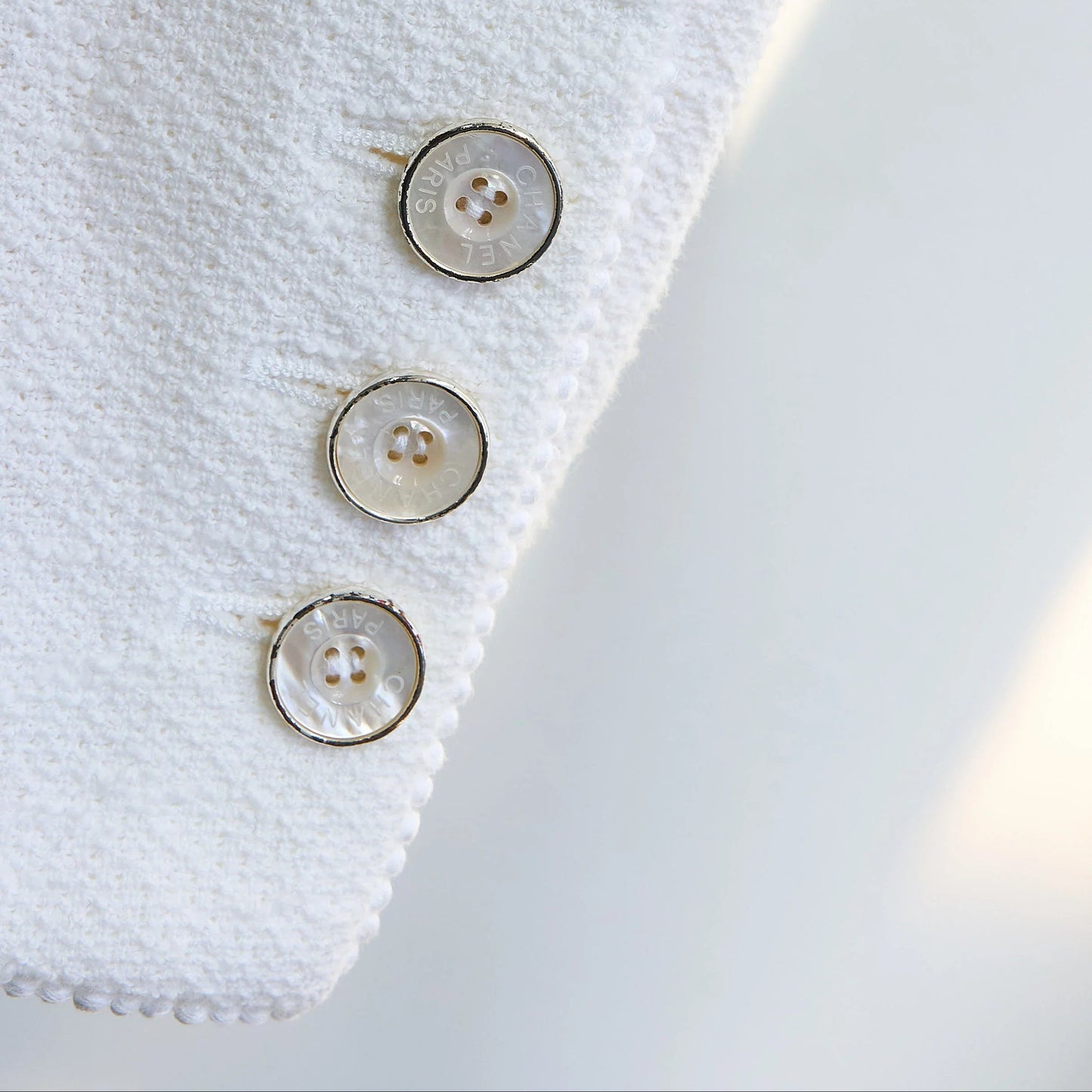 Chanel White Wool Jacket, button
