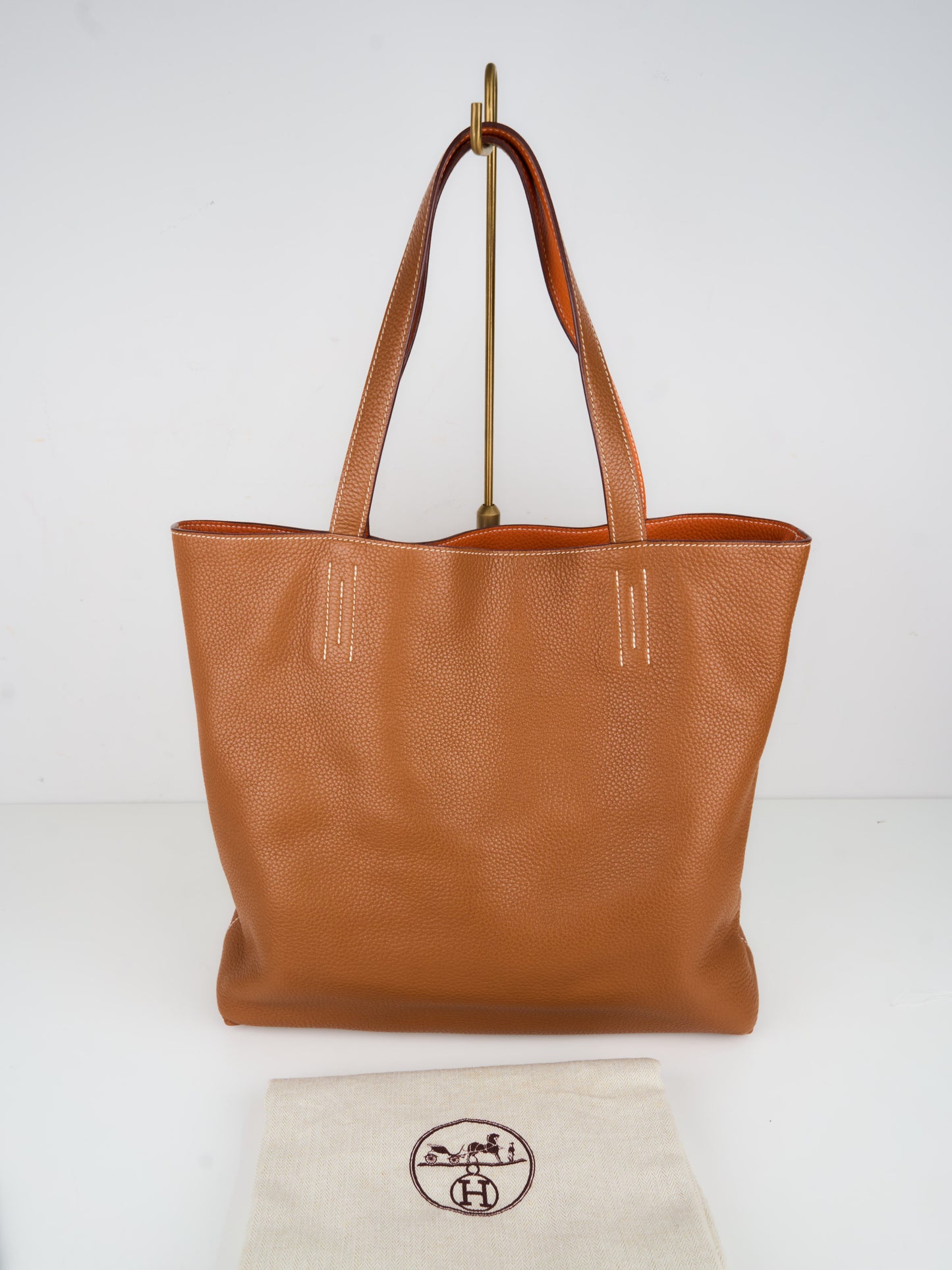 Hermes| Double Sens shoulder bag reversible Tote bag Gold/Orange Togo 2009