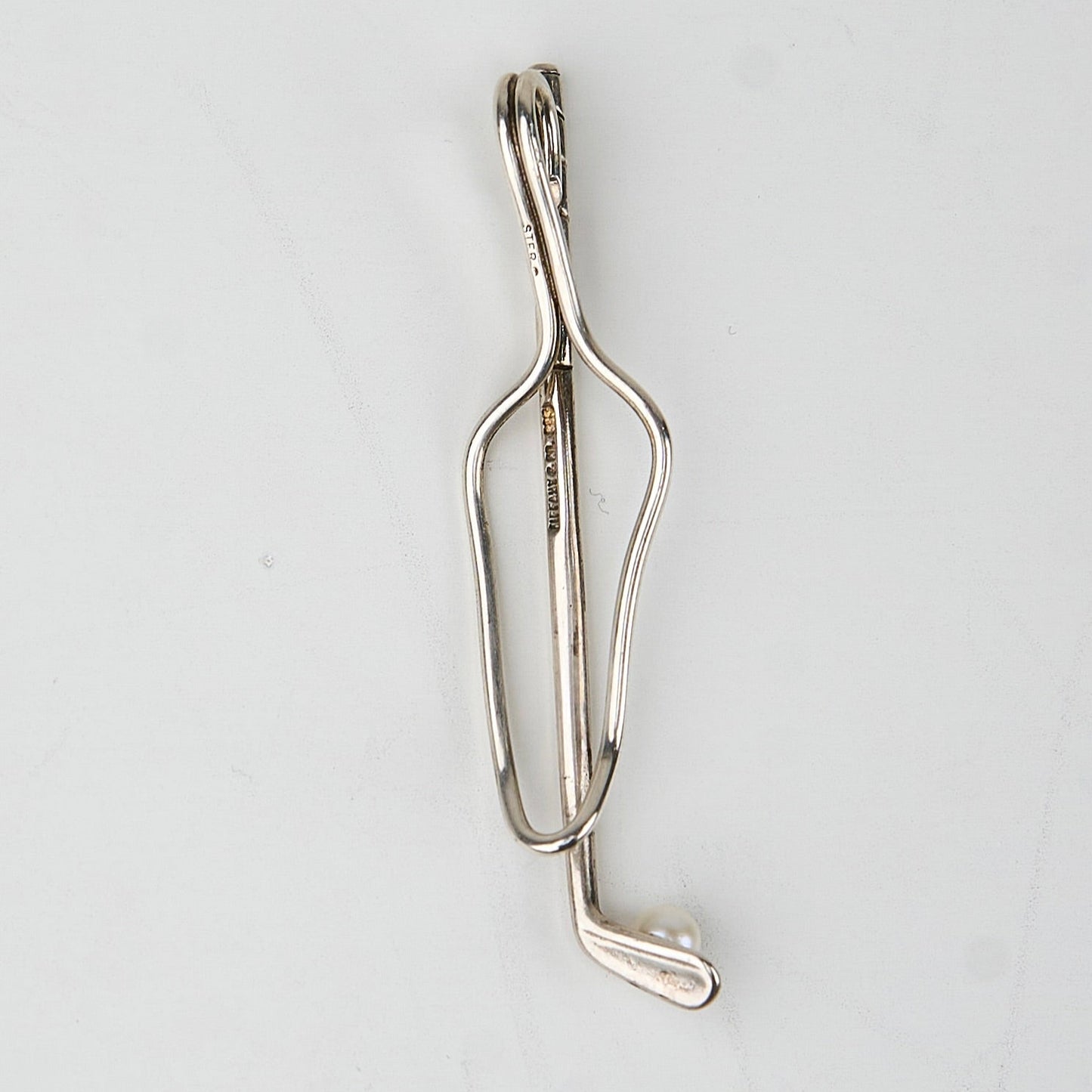 Tiffany&co| Necktie Pin Tie Clip Golf Motif Pearl Silver S925