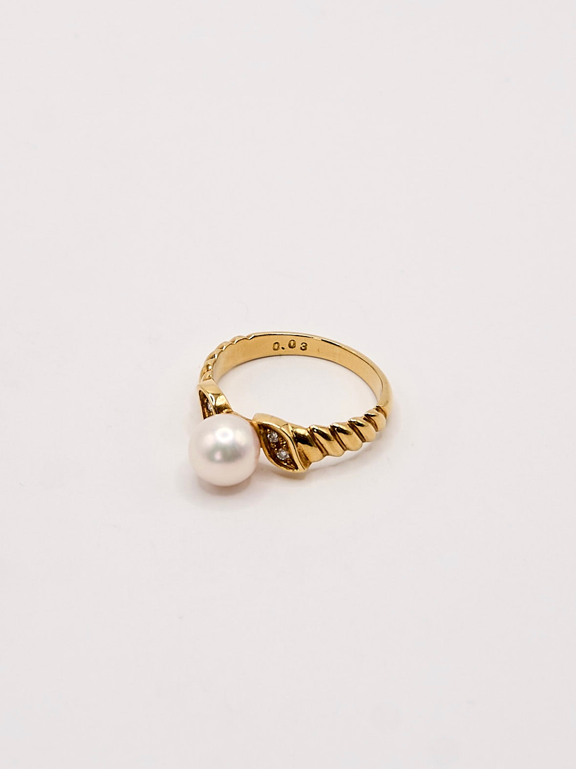 K18 6.8mm Akoya Pearl Diamond Ring #11