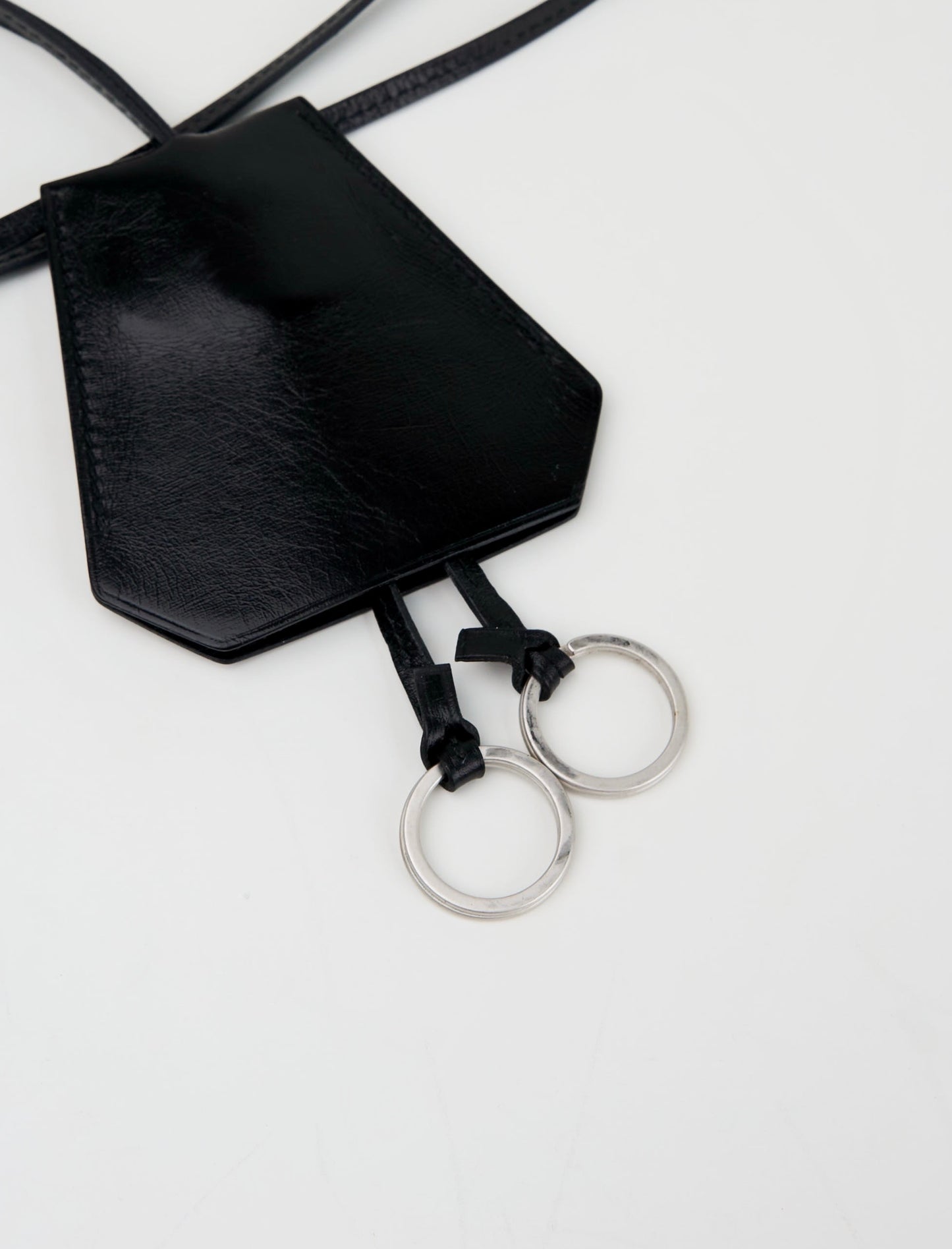 Hermes |Black Clochette Box Calf Necklace 1999