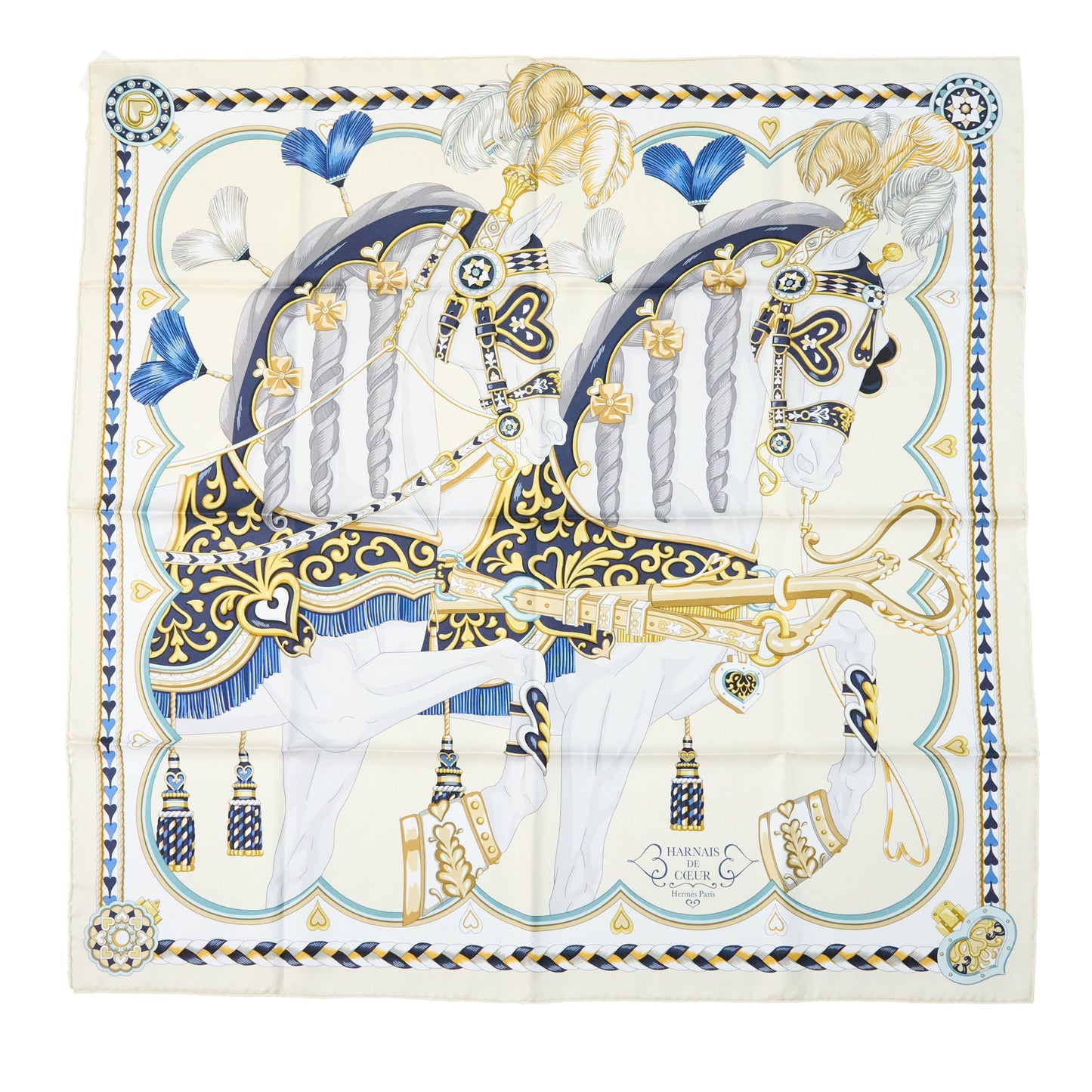 Hermes | Silk Scarf Carre 90 Harnais de Coeur
